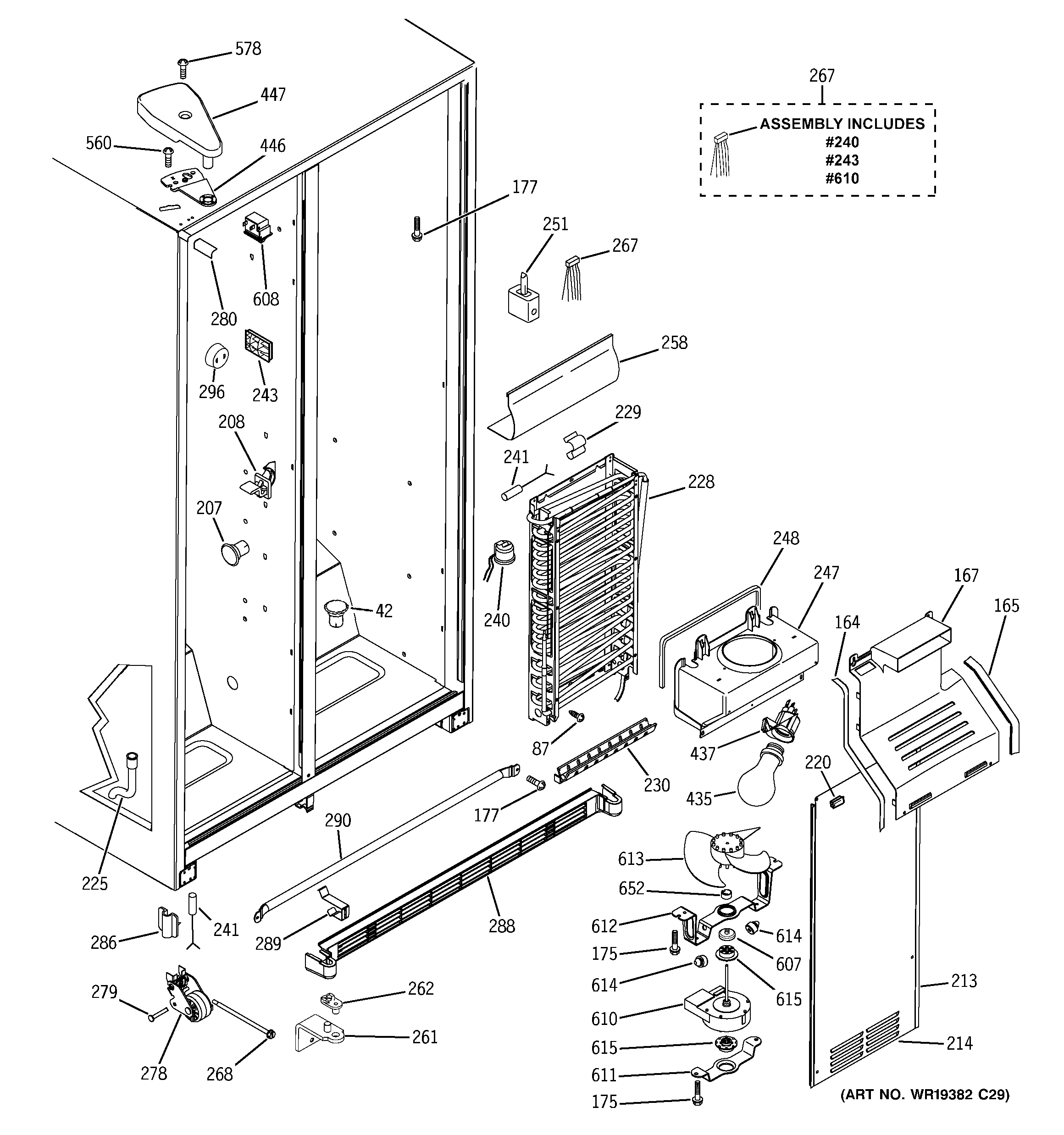 GE GSS20IBTBCC freezer section diagram