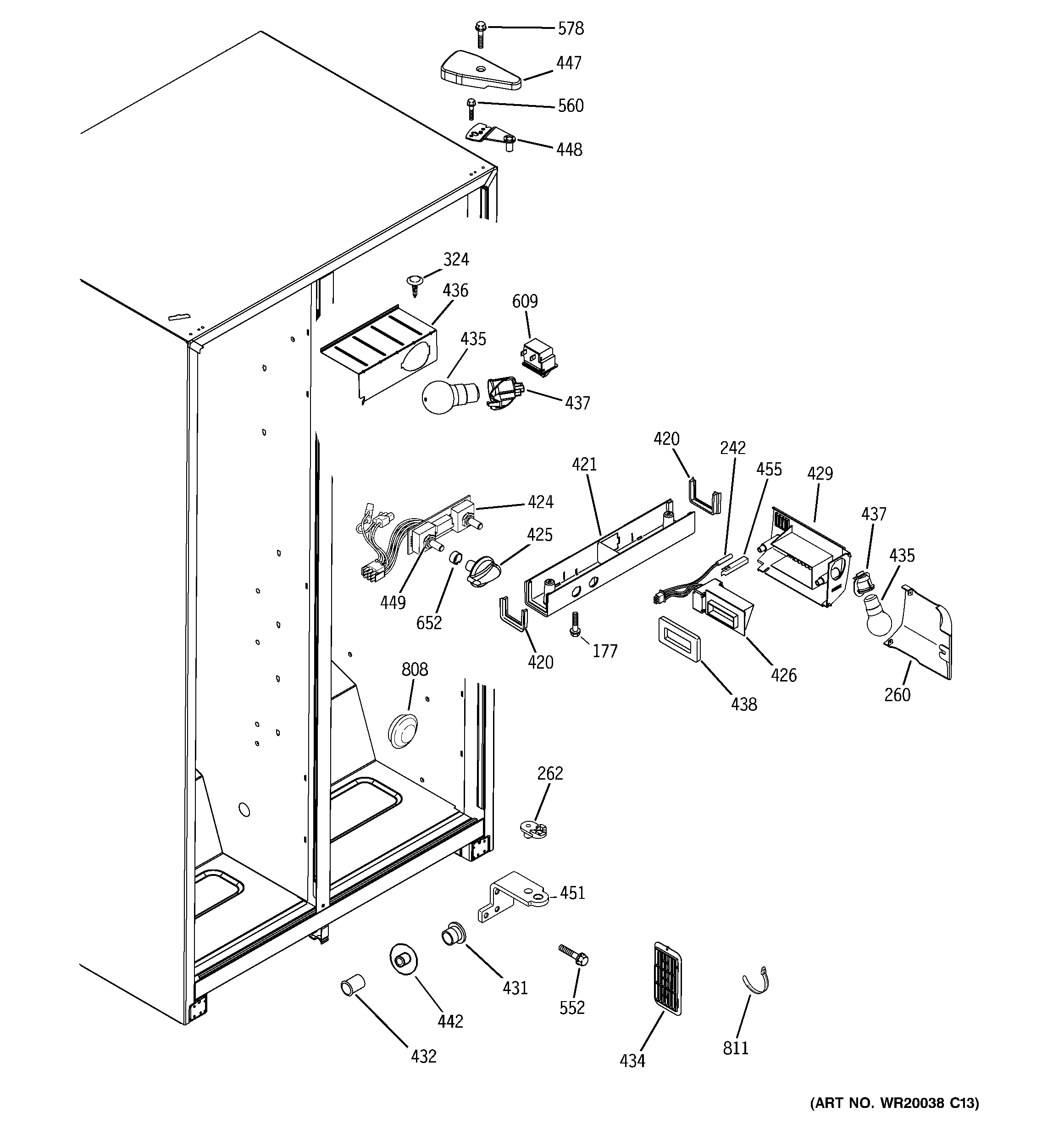 GE GSS20IBTBCC fresh food section diagram