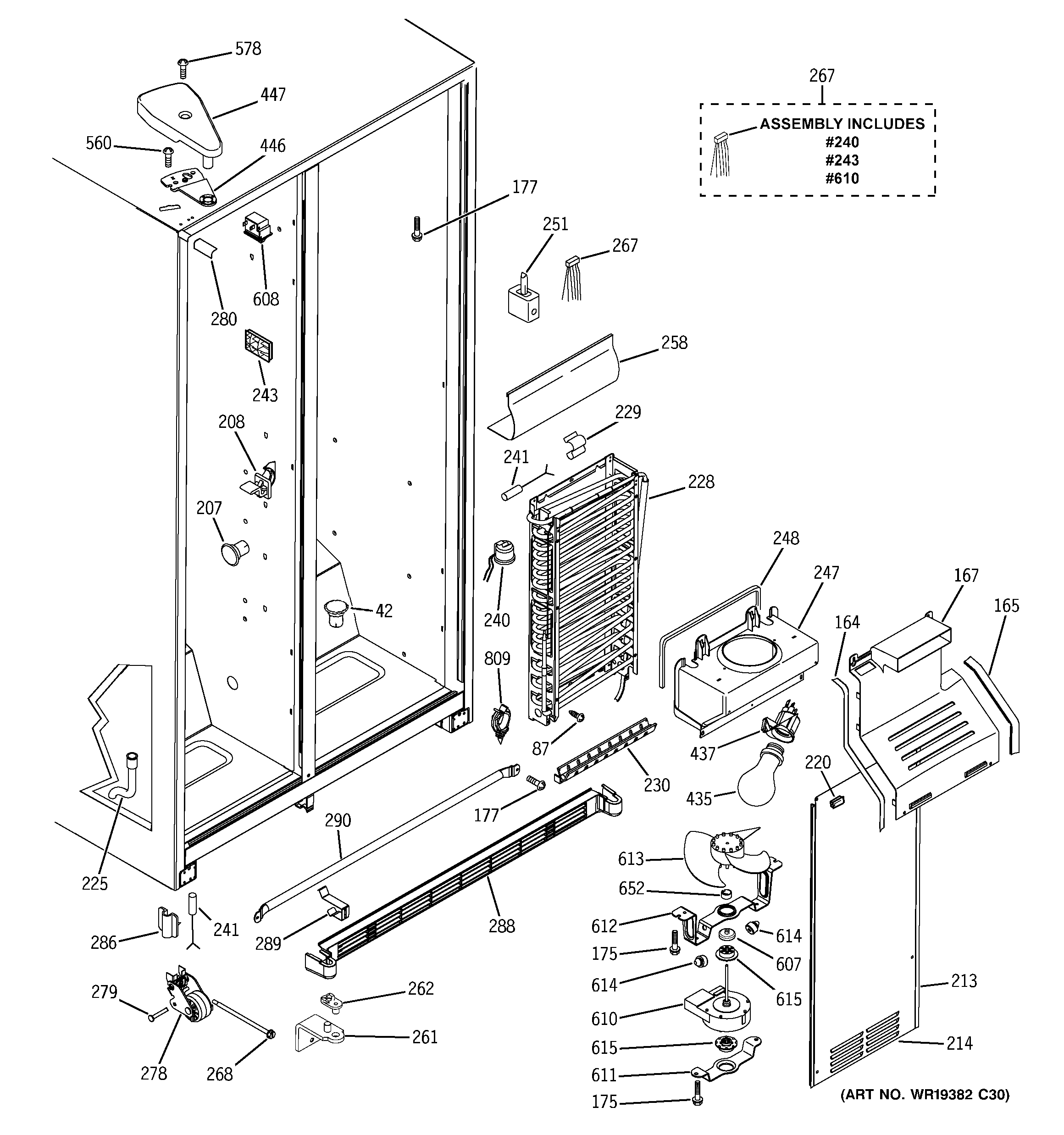 GE GSS22IBTBCC freezer section diagram
