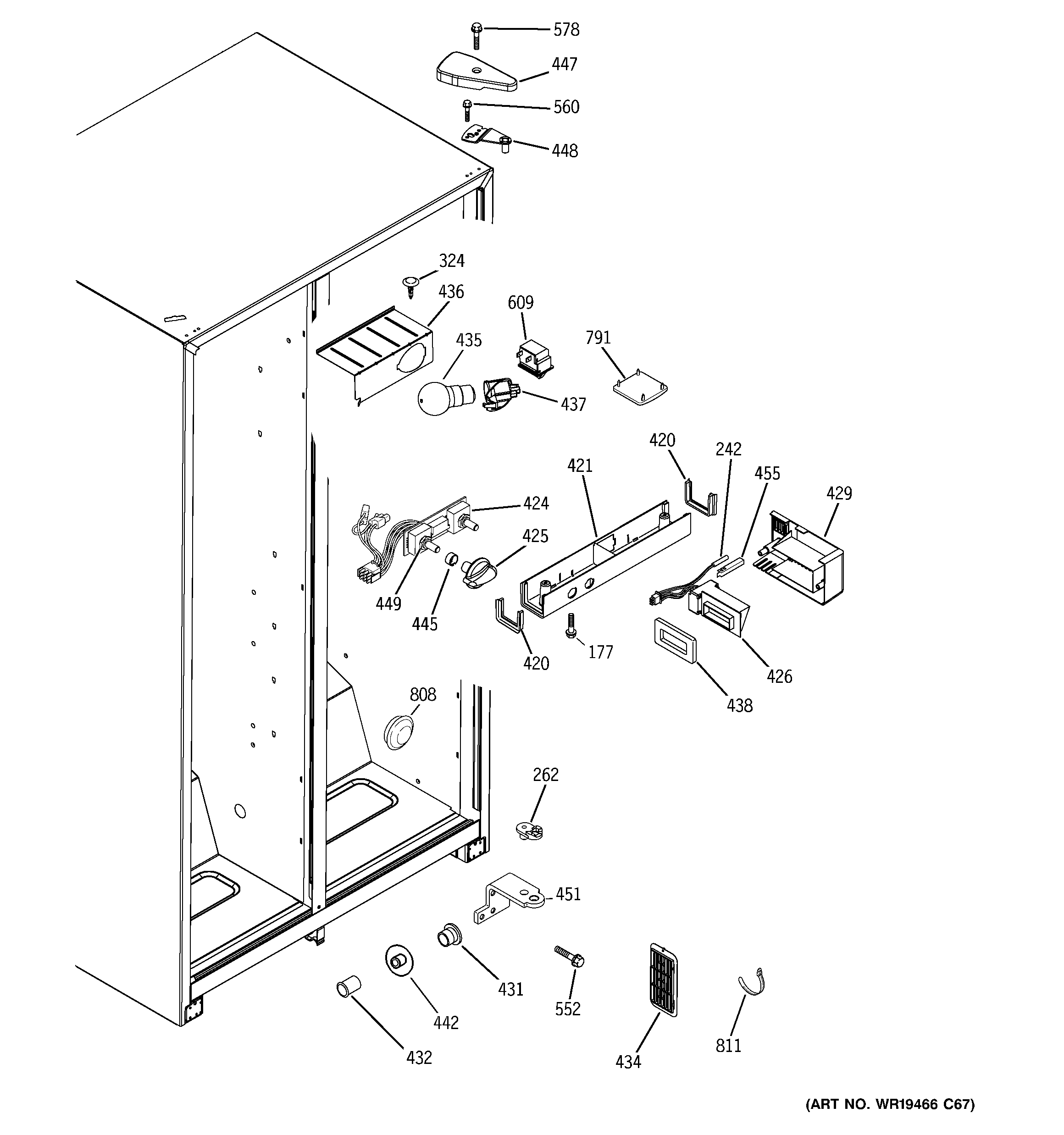 GE GSS22IBTBCC fresh food section diagram
