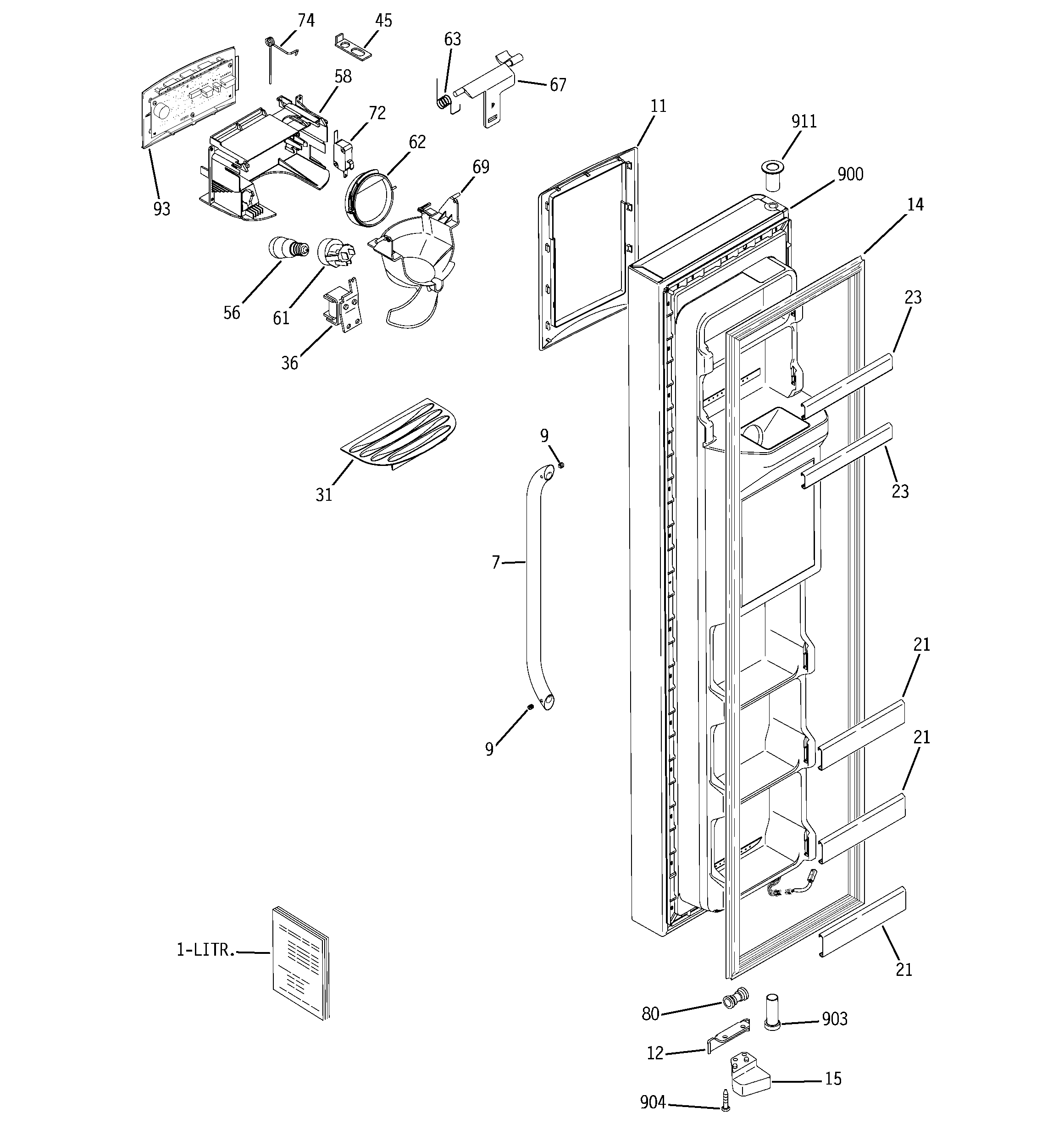 GE GSS23QSWASS freezer door diagram