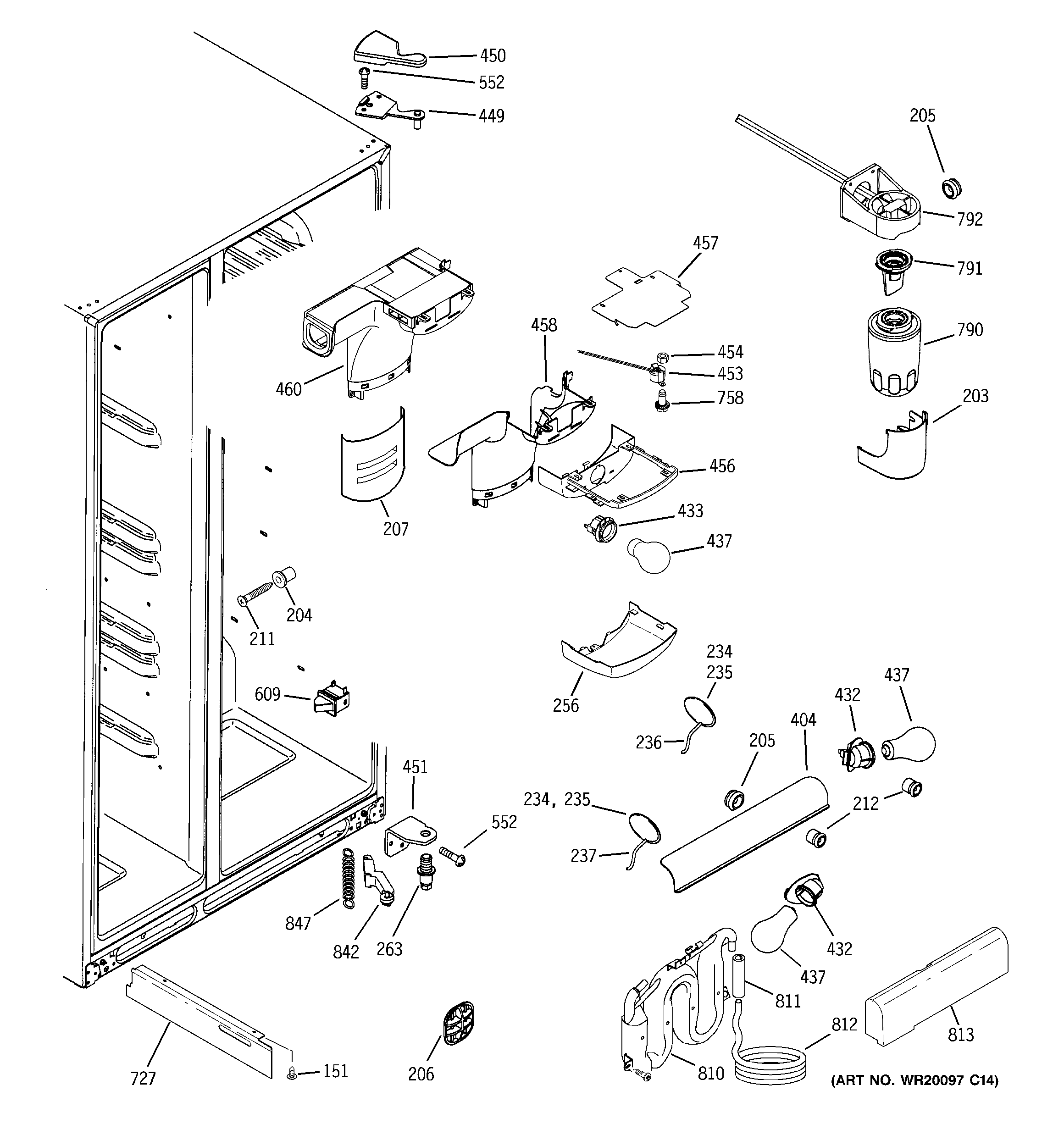 GE LSS25XSTESS fresh food section diagram