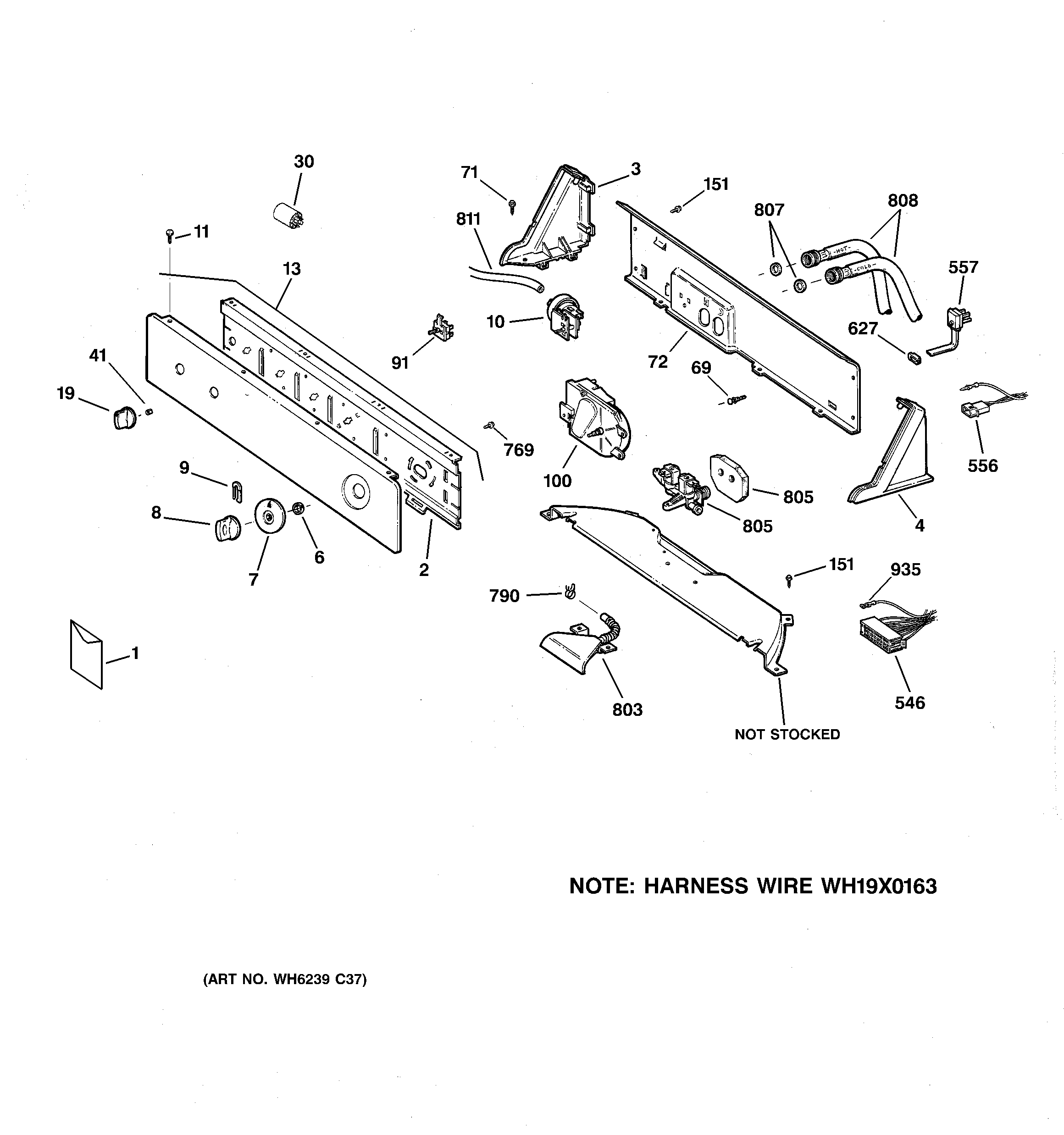 GE WISR106DGCWW controls & backsplash diagram