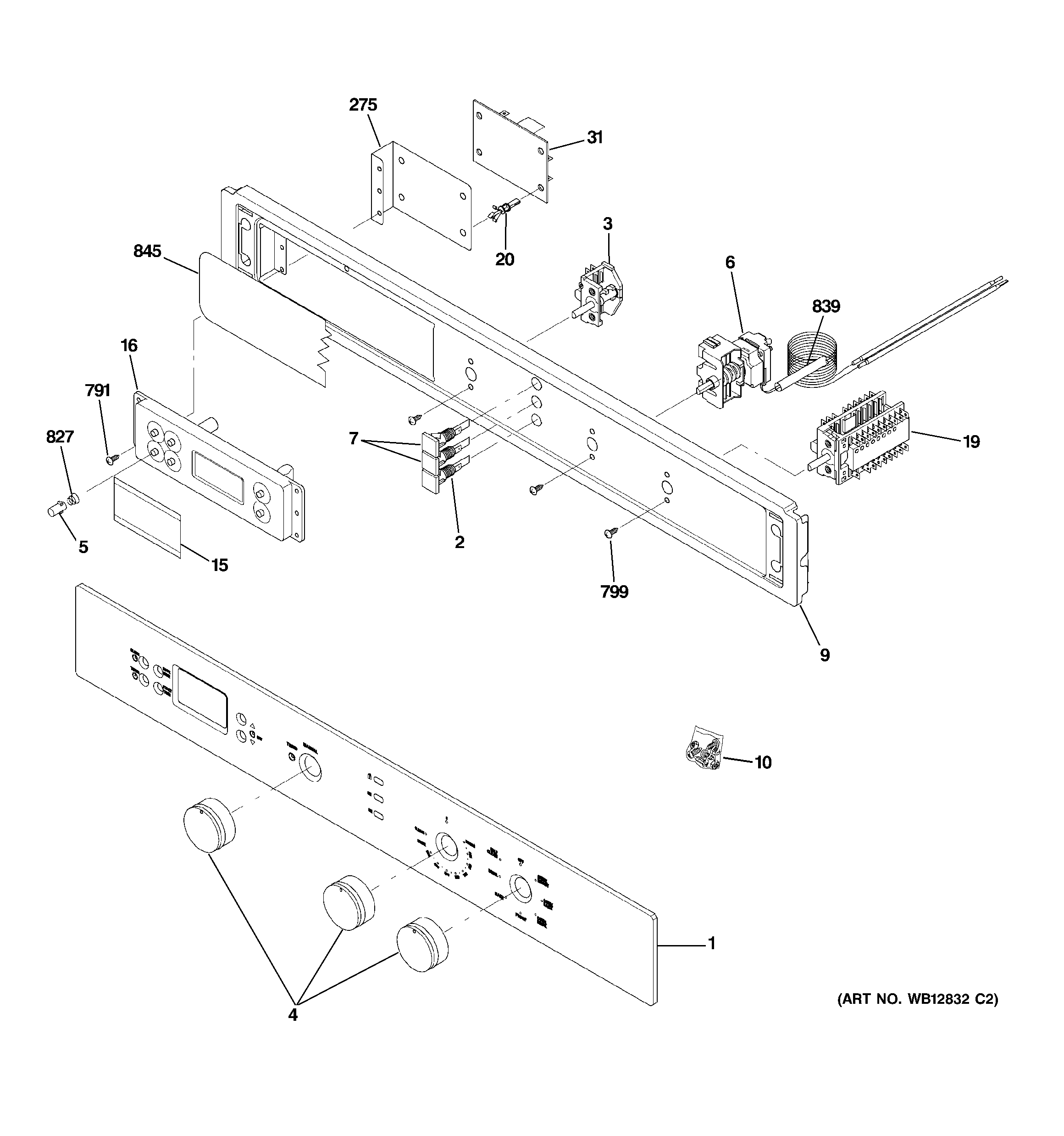 GE ZET1038BF1BB control panel diagram