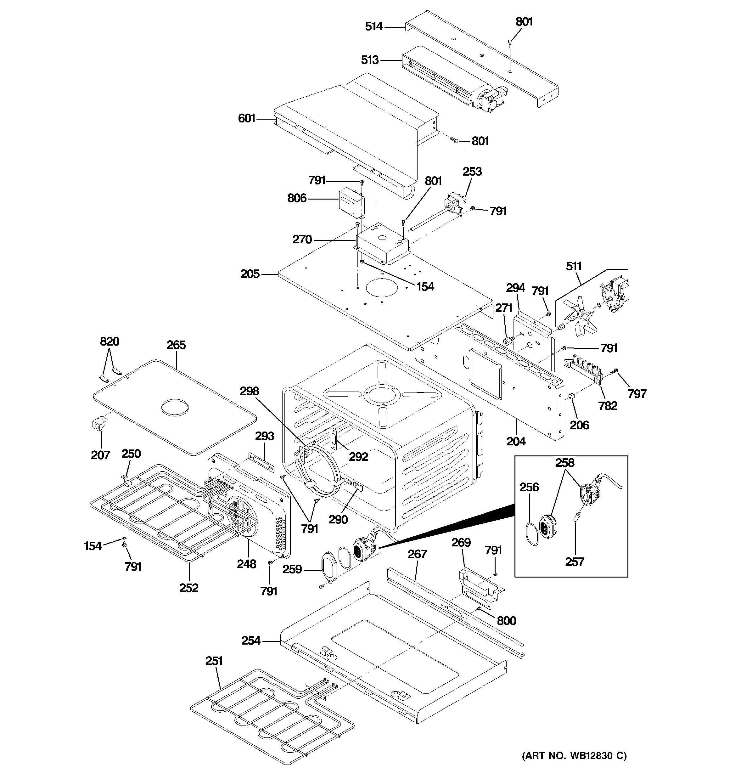 GE ZET1038BF3BB body parts (1) diagram