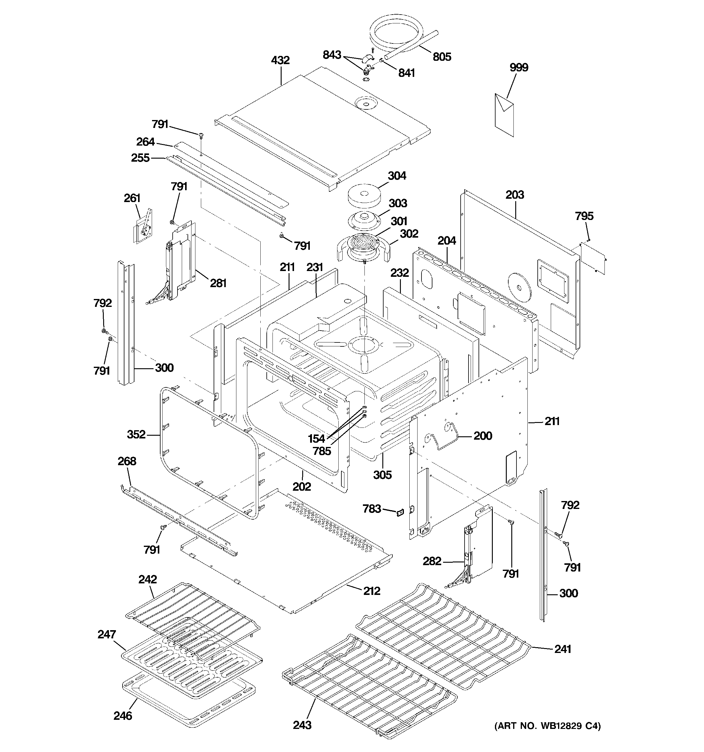 GE ZET1038BF4BB body parts (2) diagram