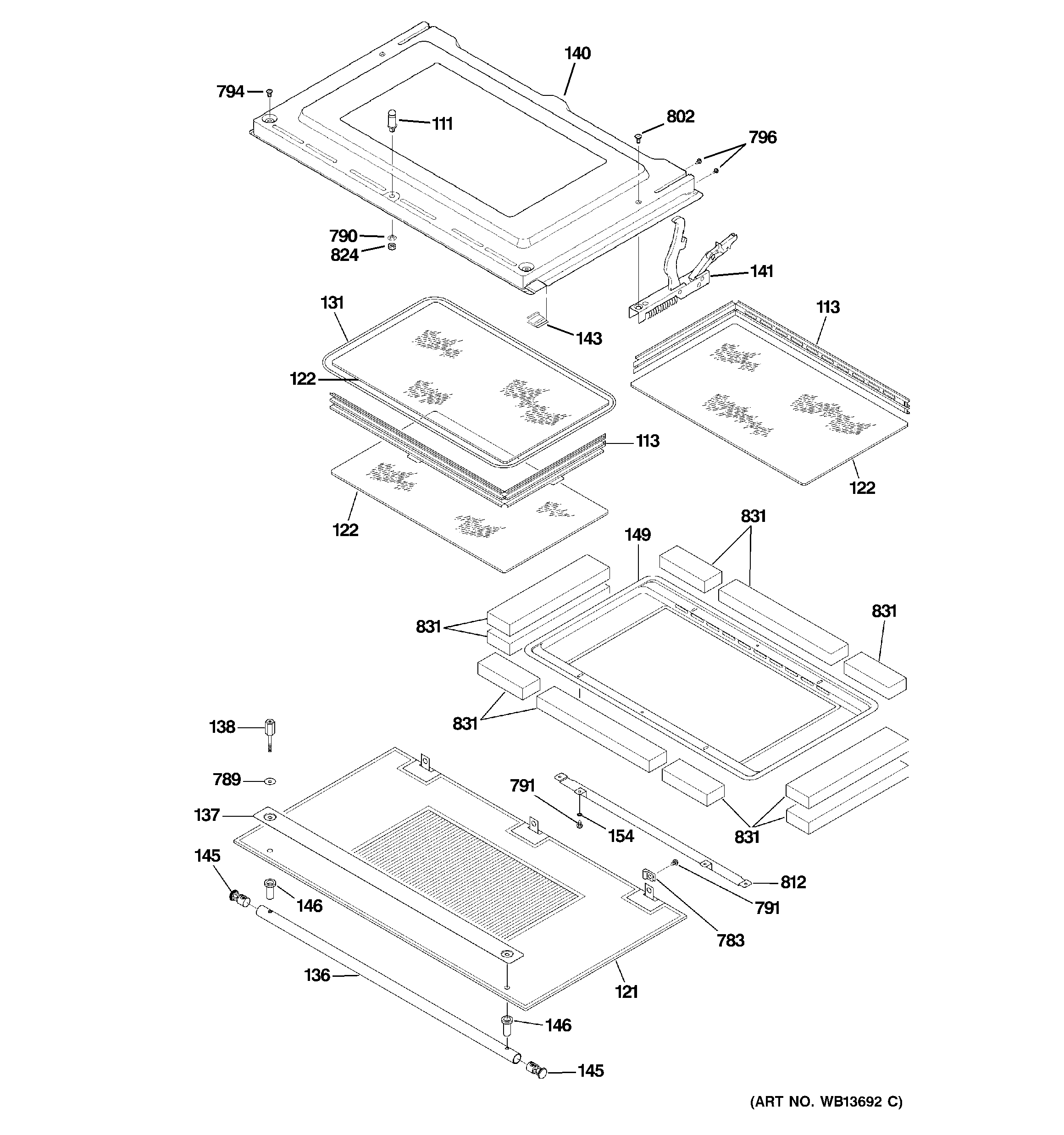 GE ZET1038BF5BB door diagram