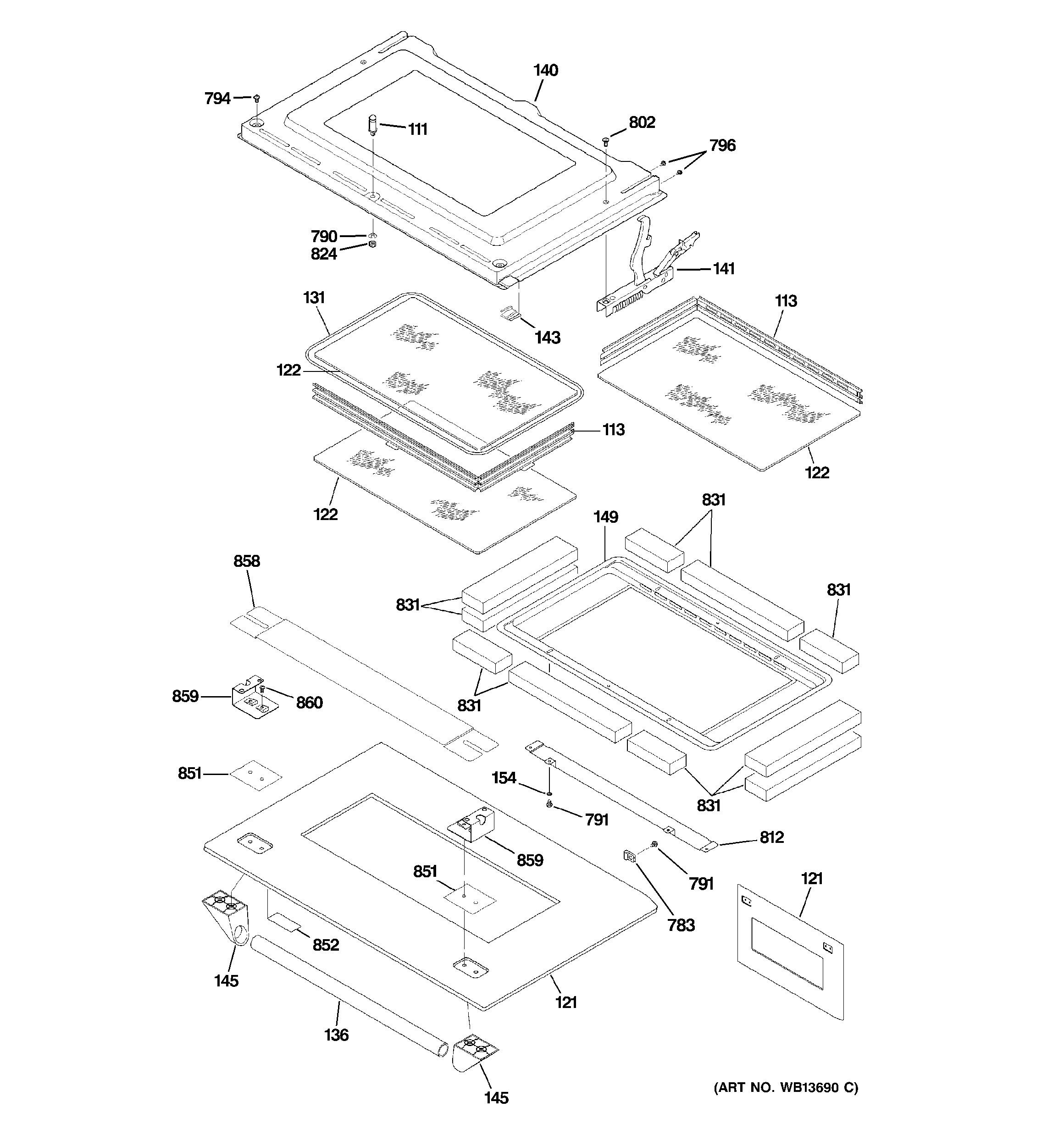 GE ZET1038PF5SS door diagram