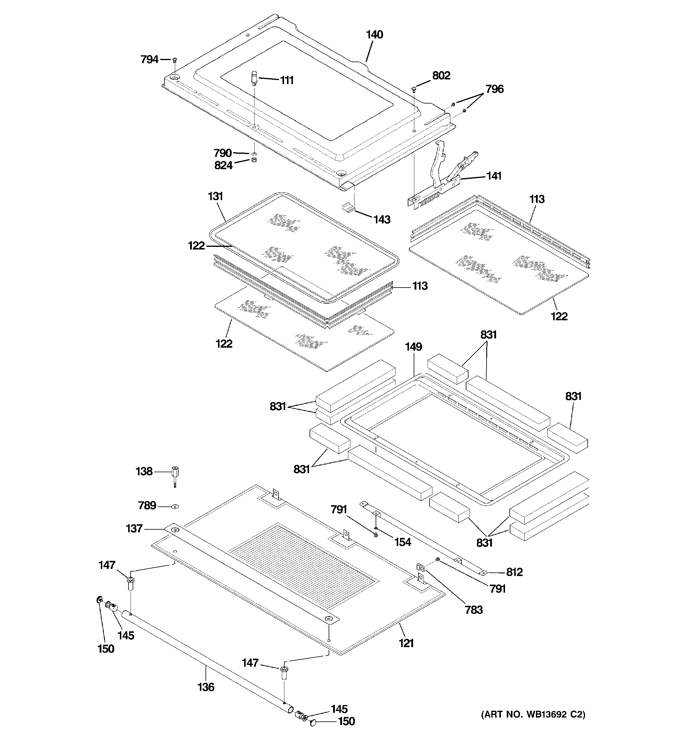 GE ZET1038SF5SS door diagram