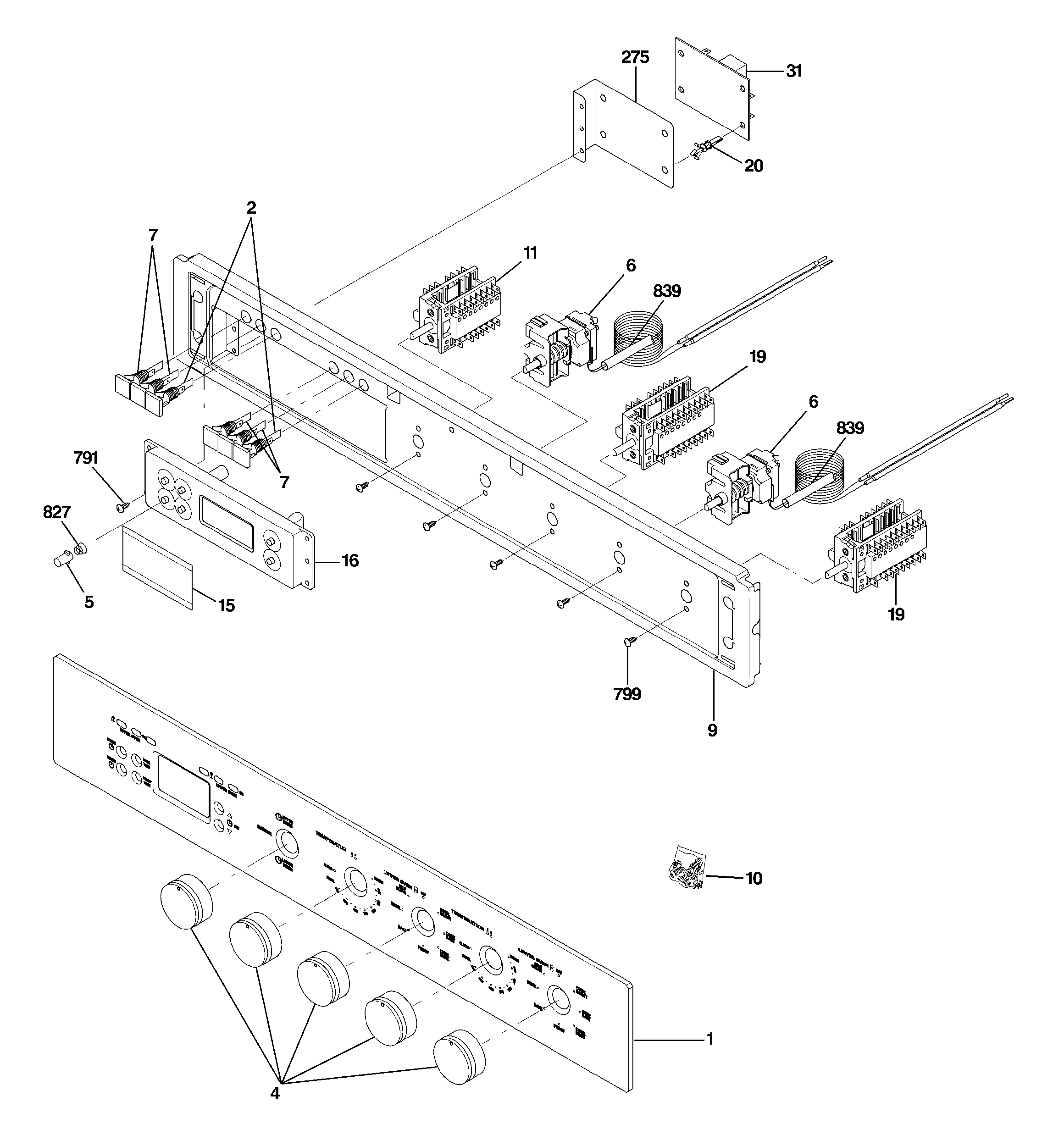 GE ZET1058BF1BB control panel diagram