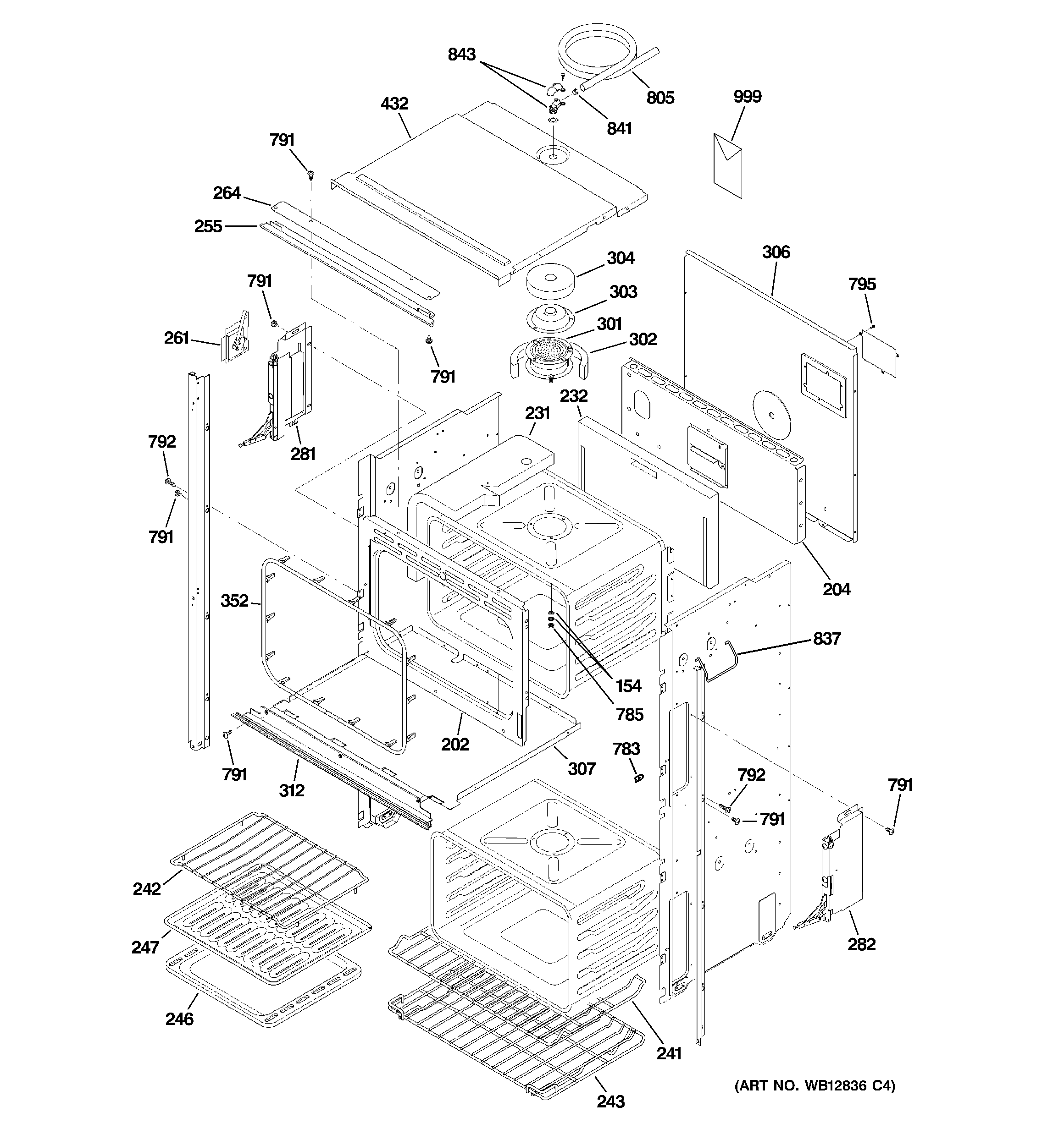 GE ZET1058BF4BB body parts (1) diagram