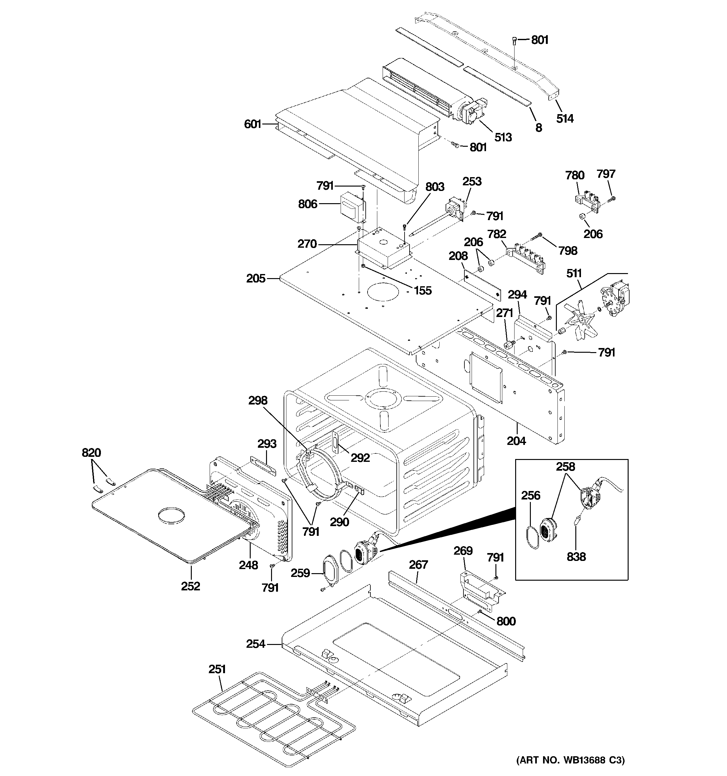 GE ZET1058BF4BB upper oven diagram