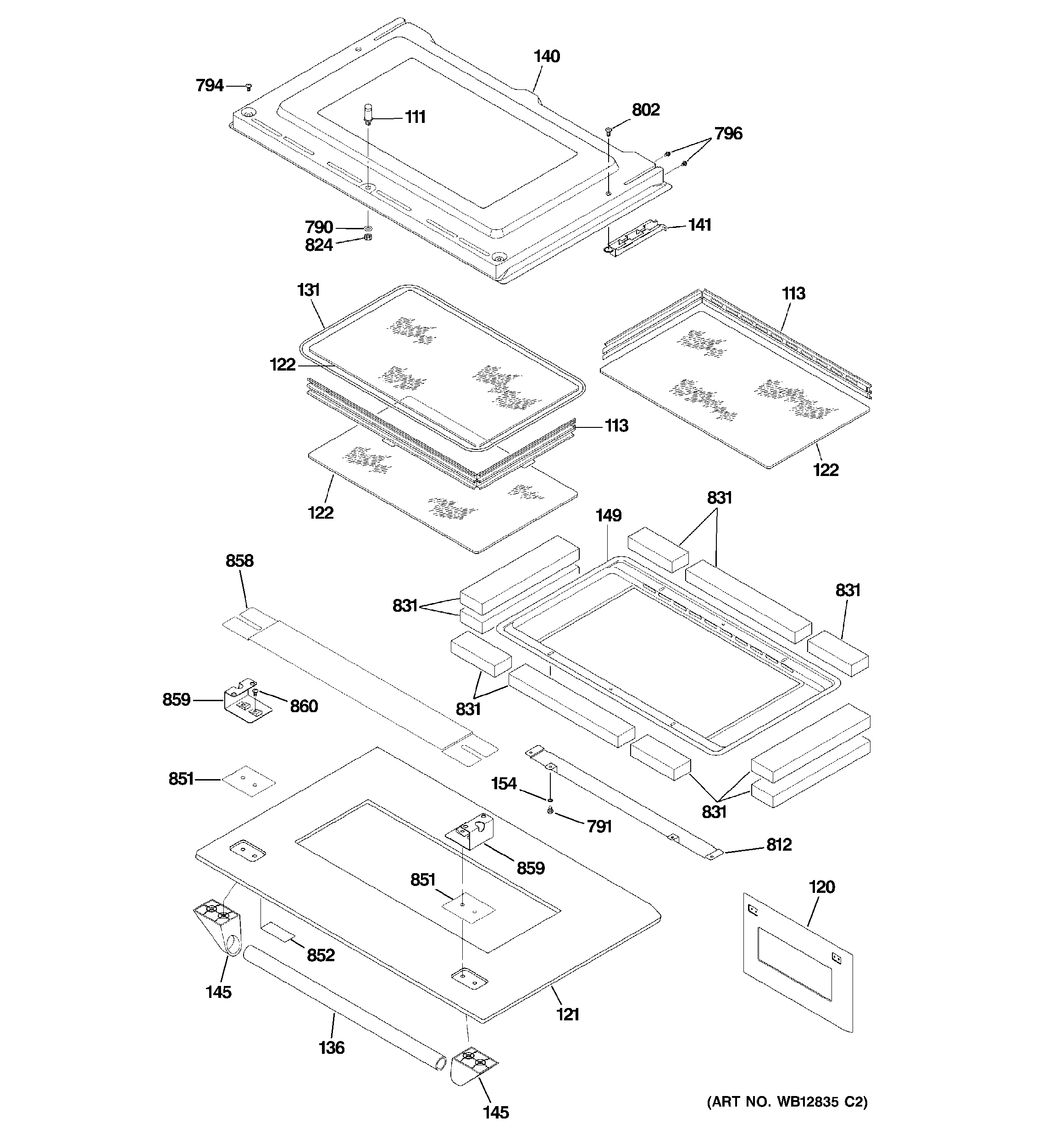 GE ZET1058PF1SS door diagram