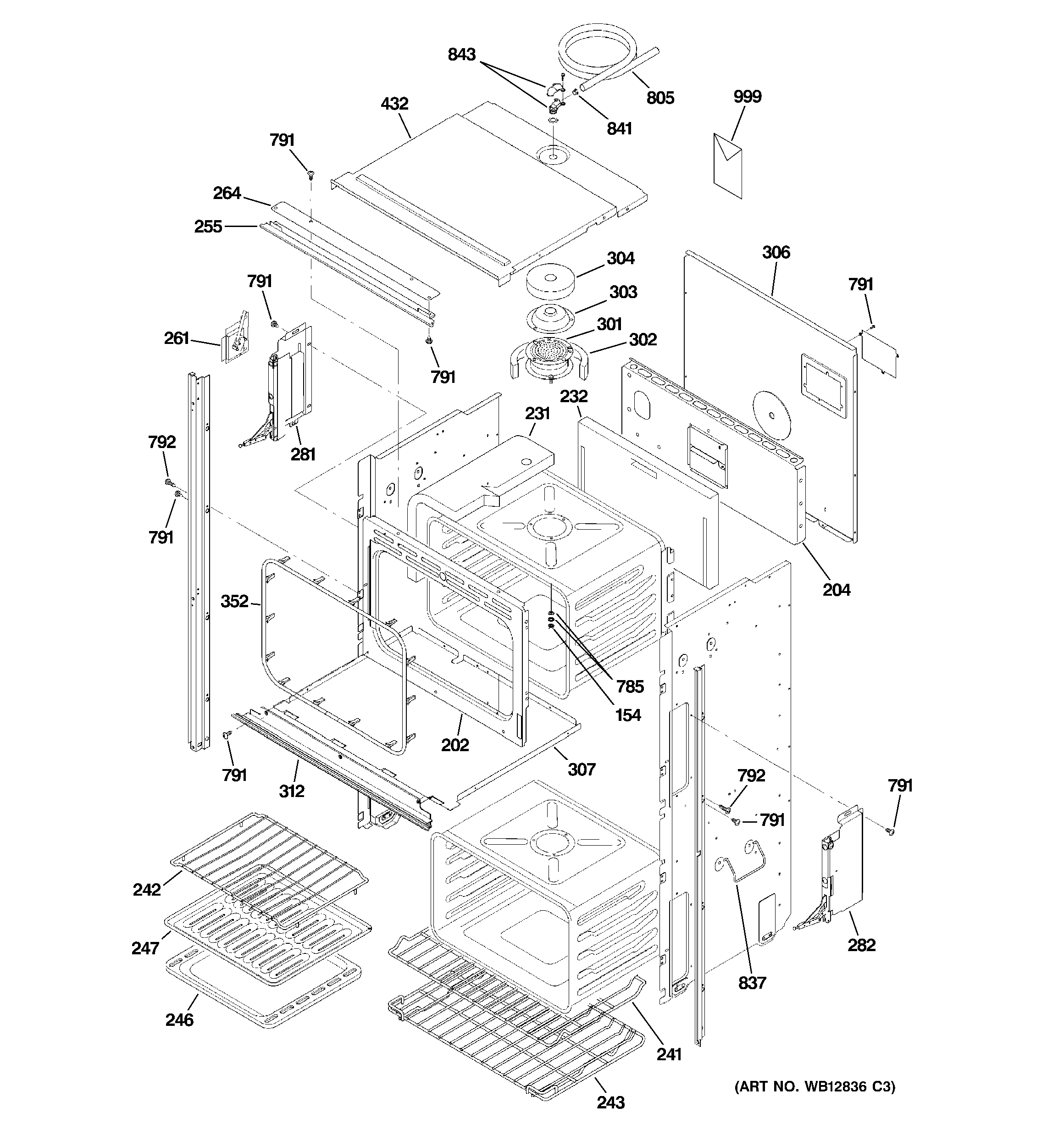 GE ZET1058PF4SS body parts (1) diagram