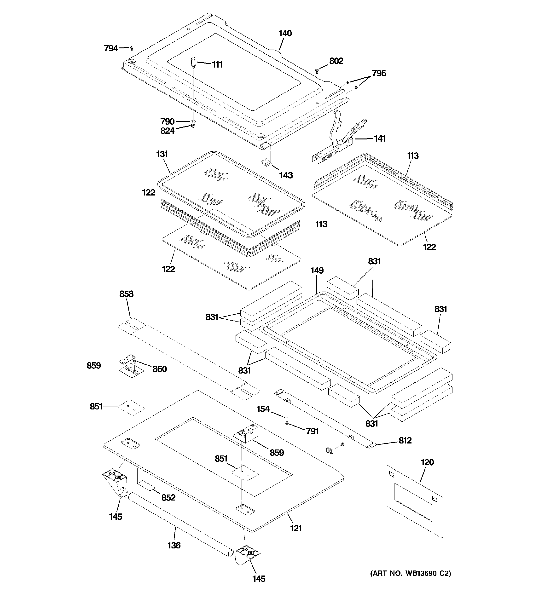 GE ZET1058PF5SS door diagram