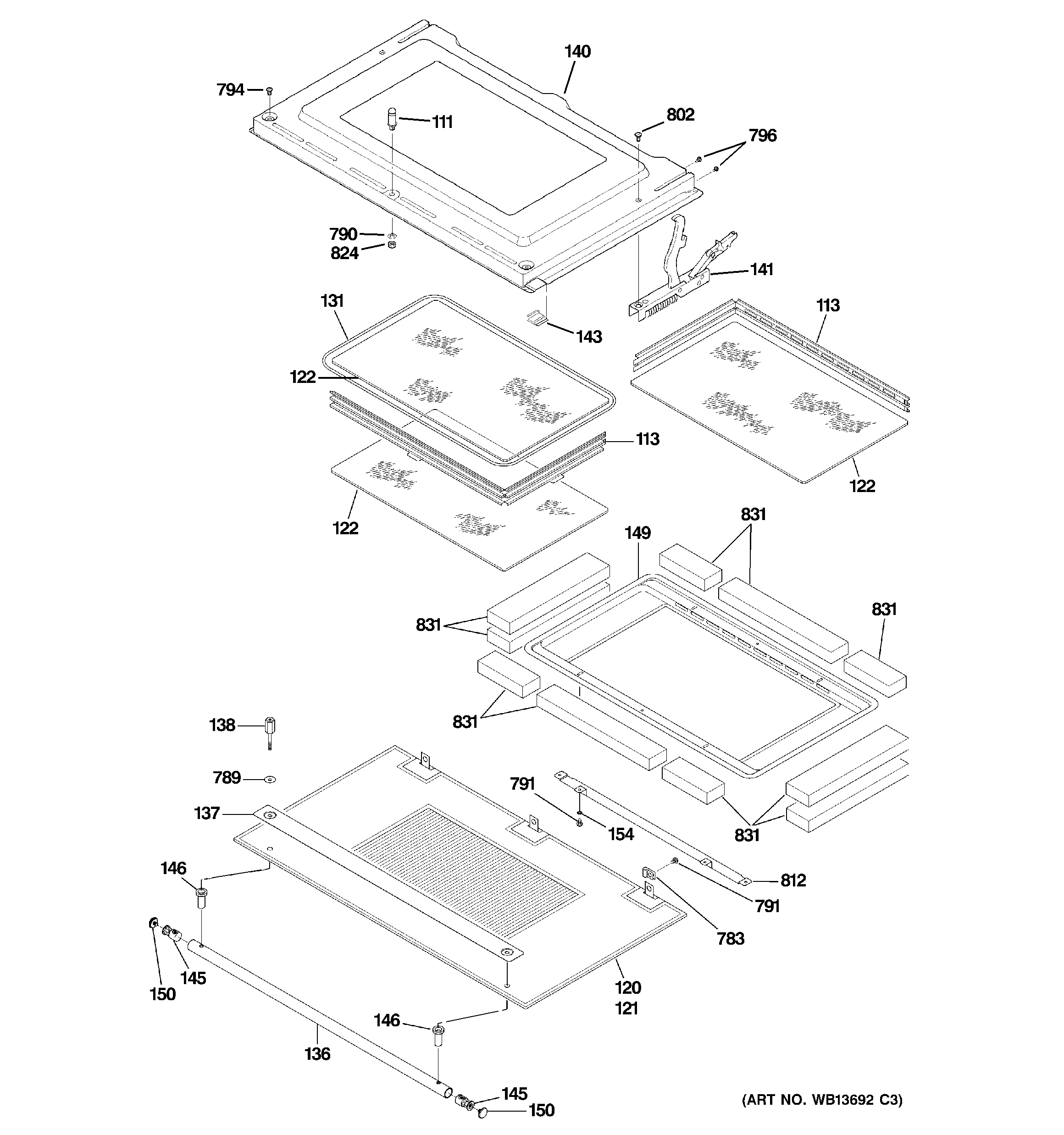 GE ZET1058SF5SS door diagram