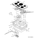 GE PP975BM1BB control panel & cooktop diagram