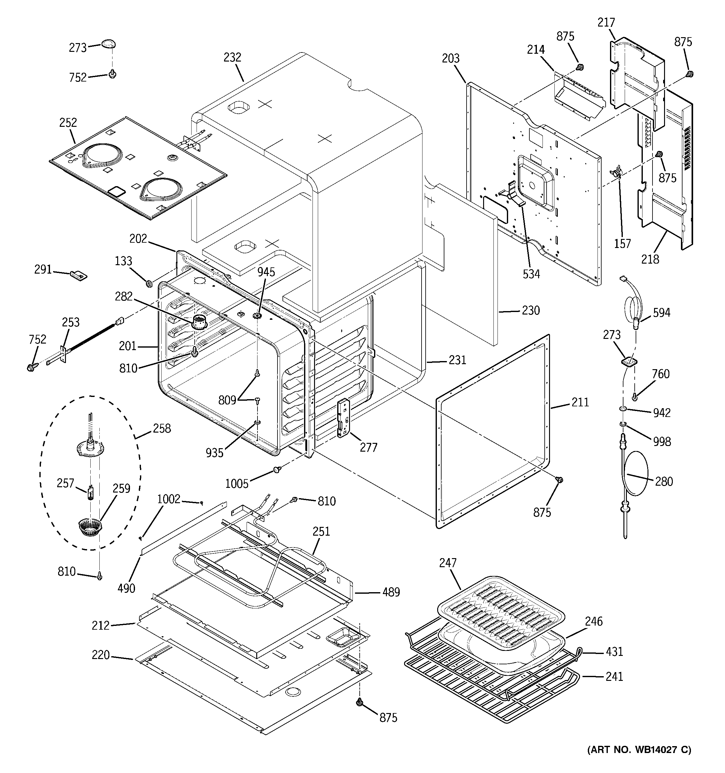 GE ZEK958BM1BB upper oven diagram