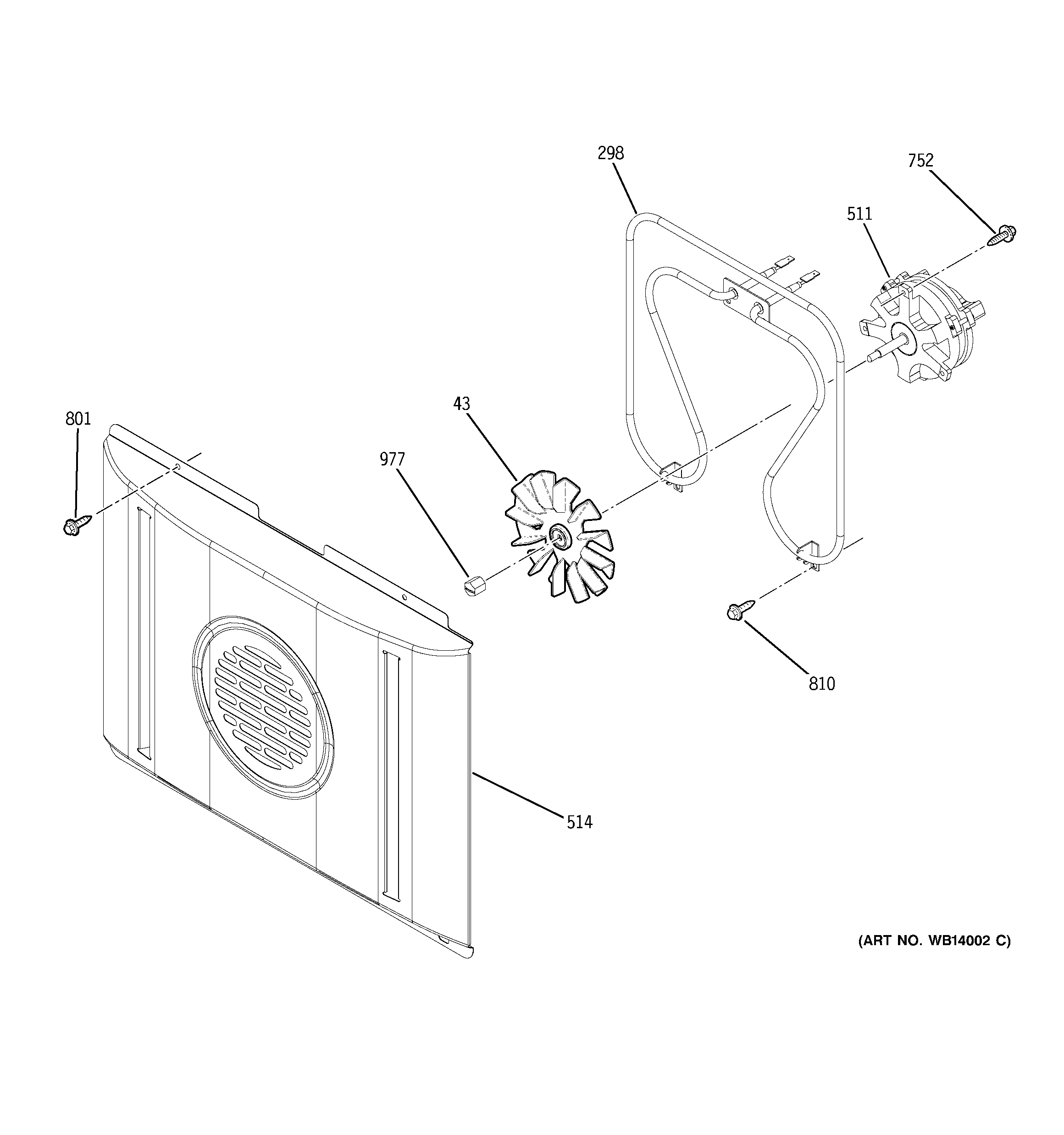 GE ZEK958SM1SS convection fan diagram
