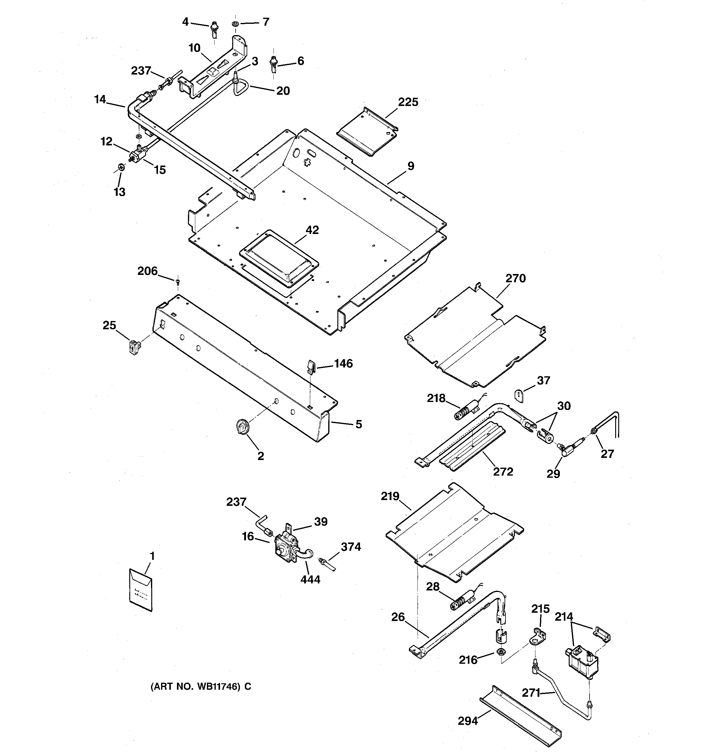 GE JGBP30WEW1WW gas & burner parts diagram