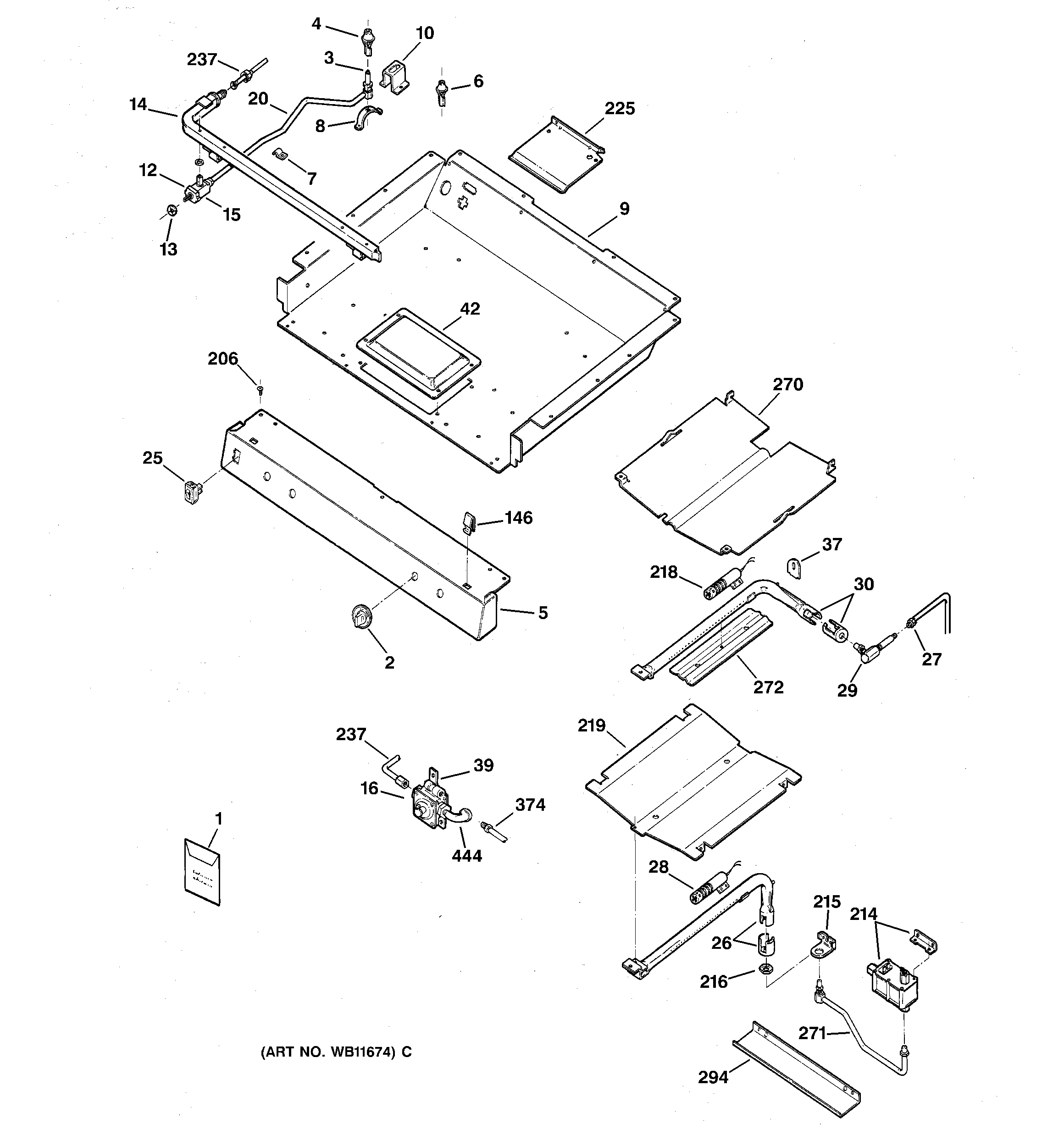 GE JGBP30WEV4WW gas & burner parts diagram
