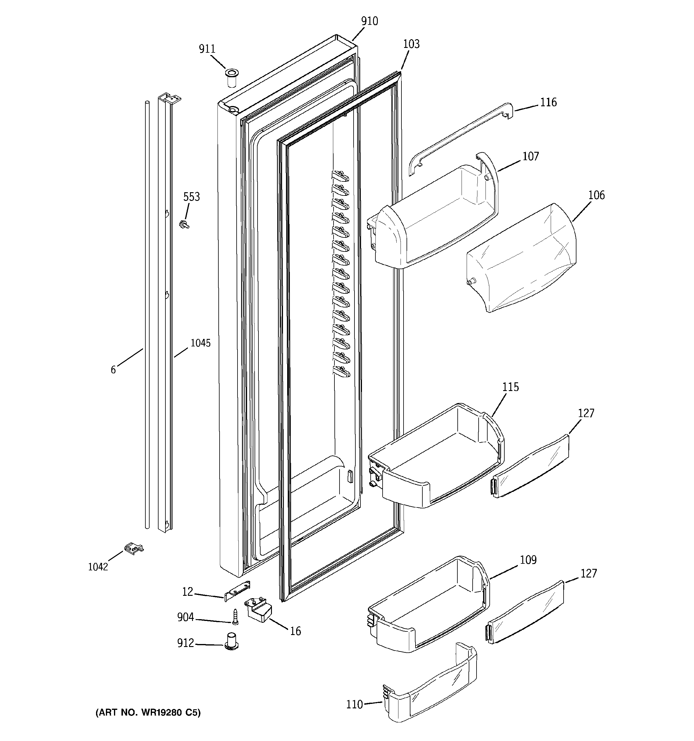 GE GCL22QGTGSV fresh food door diagram