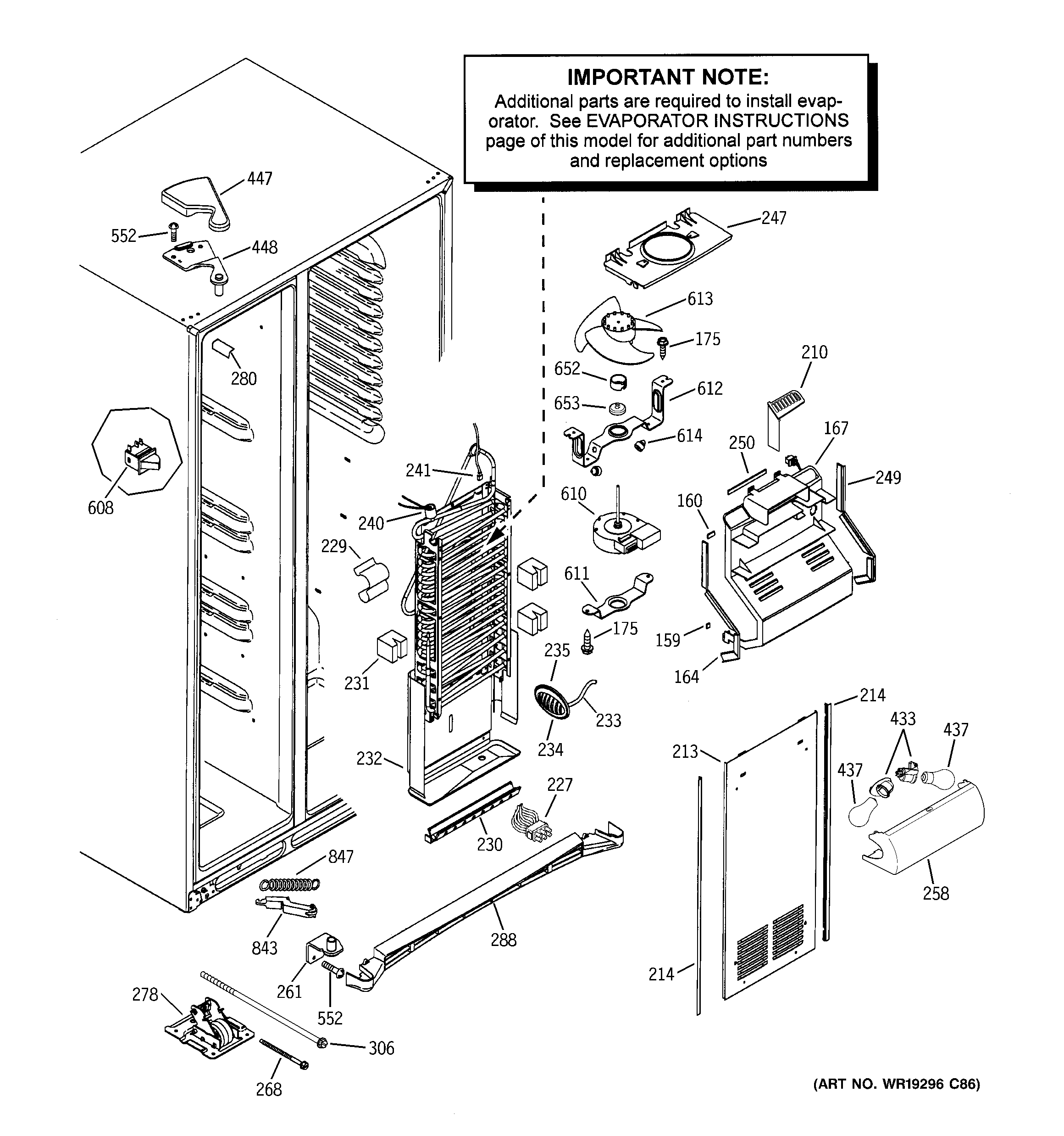 GE GCL22QGTGSV freezer section diagram