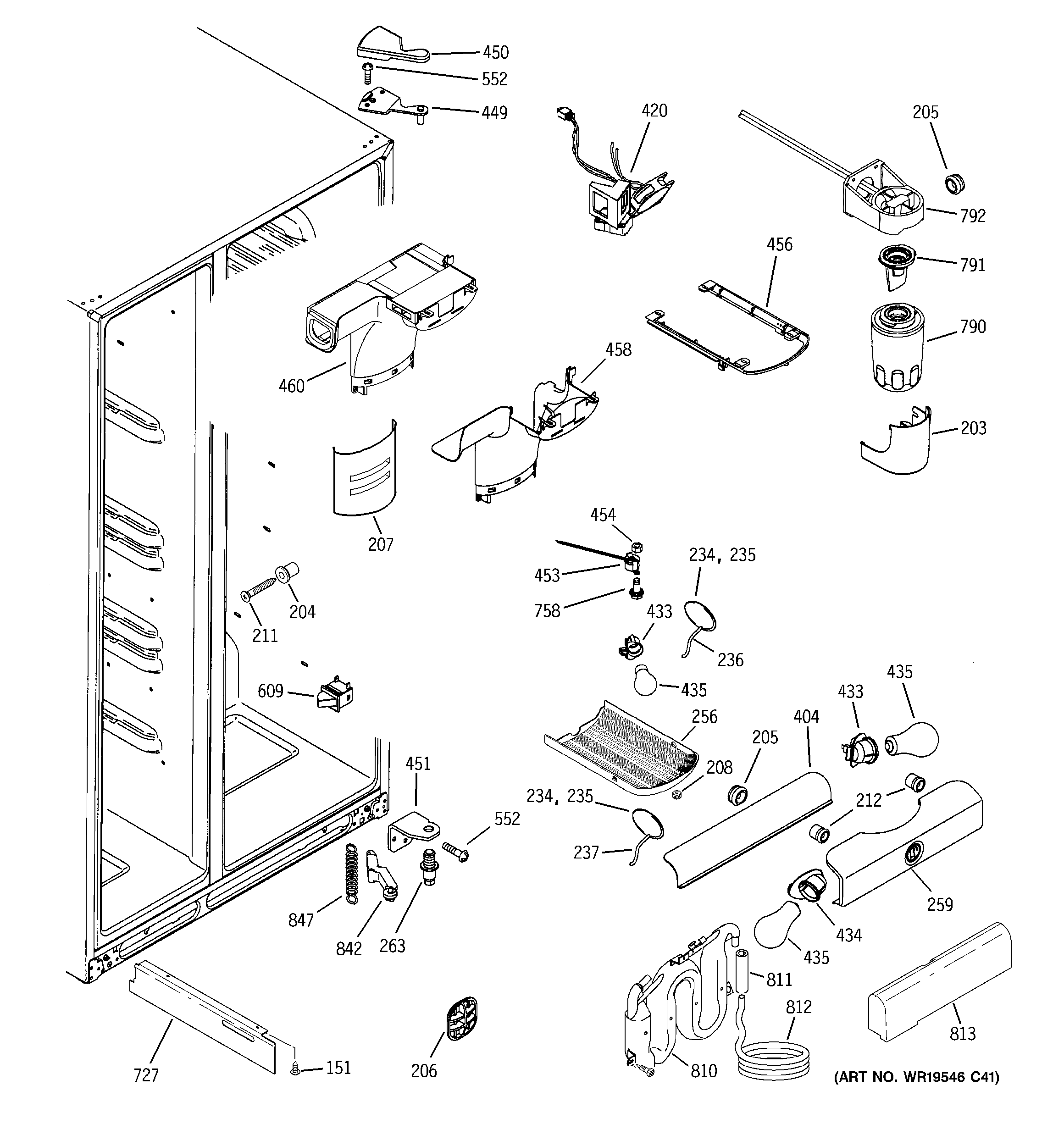 GE GSC22QGTGBB fresh food section diagram