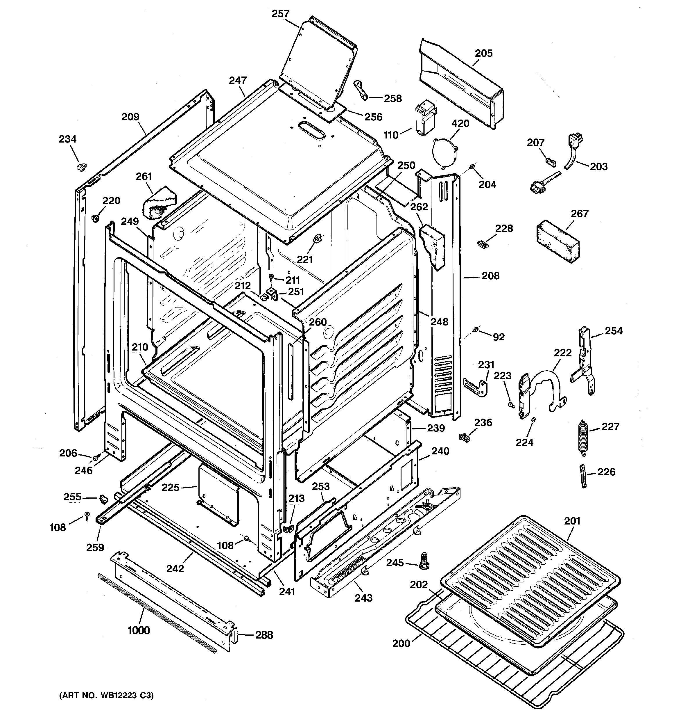 GE JGBS04BEM1WH body parts diagram