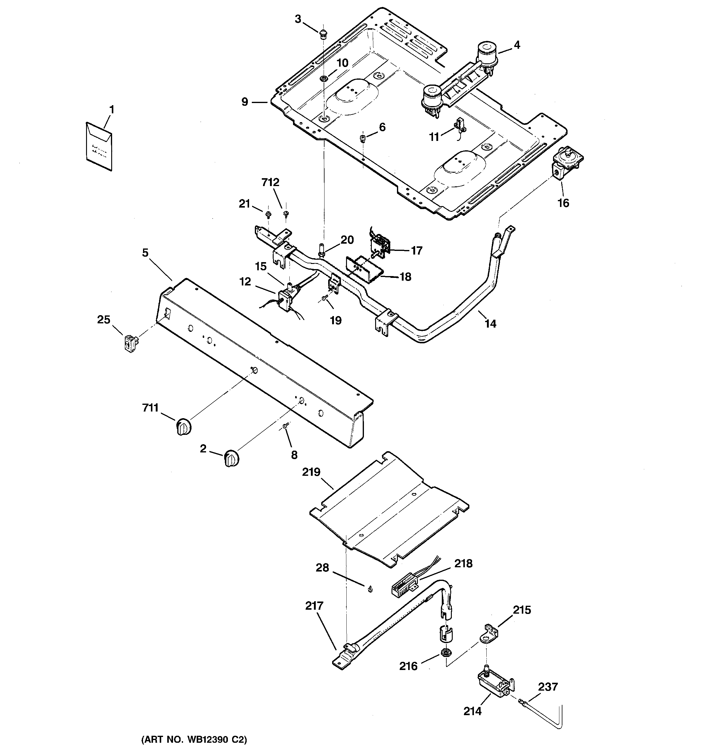 GE JGBS07PEM1CC gas & burner parts diagram