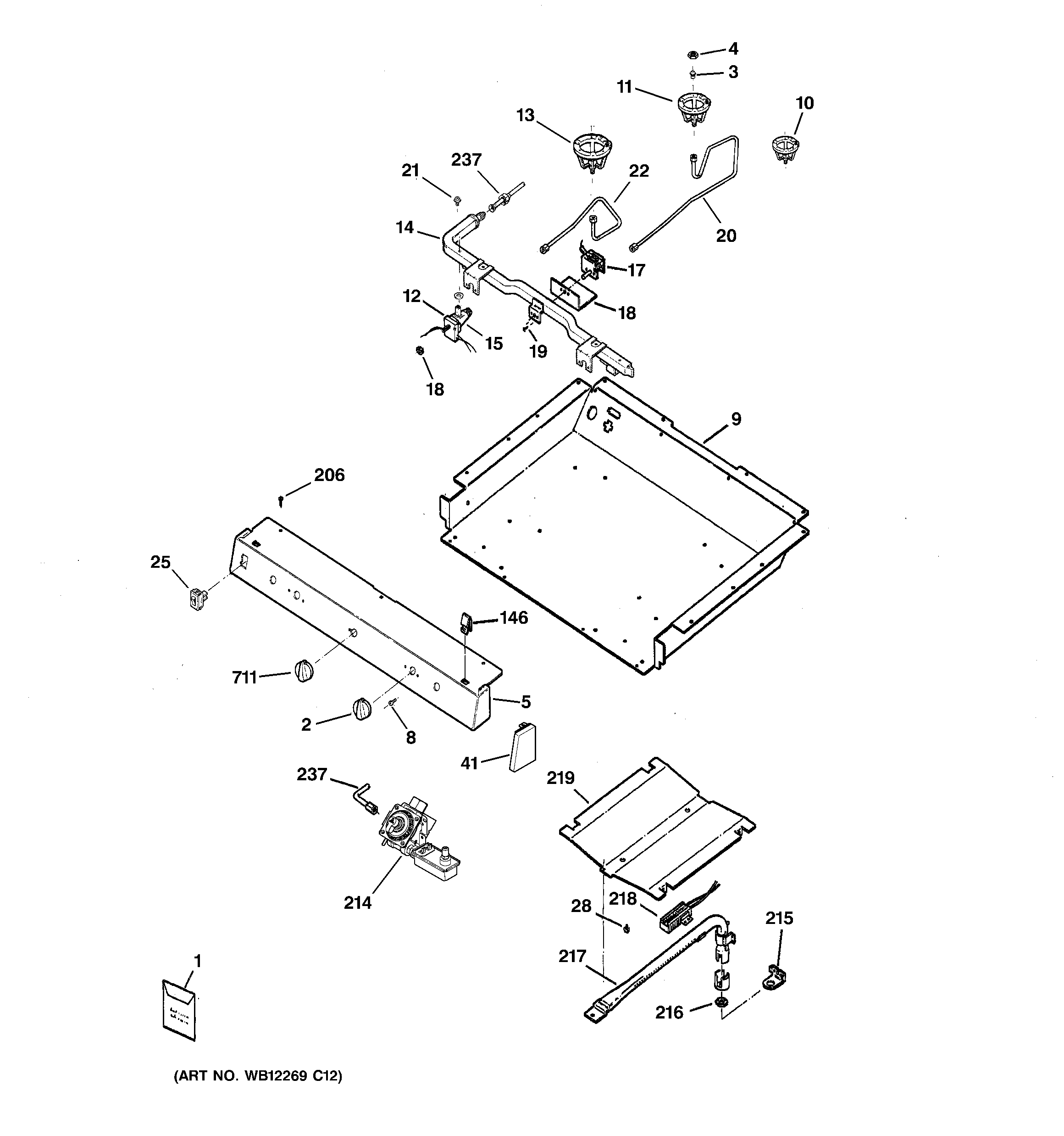 GE JGBS24GEK3SS gas & burner parts diagram