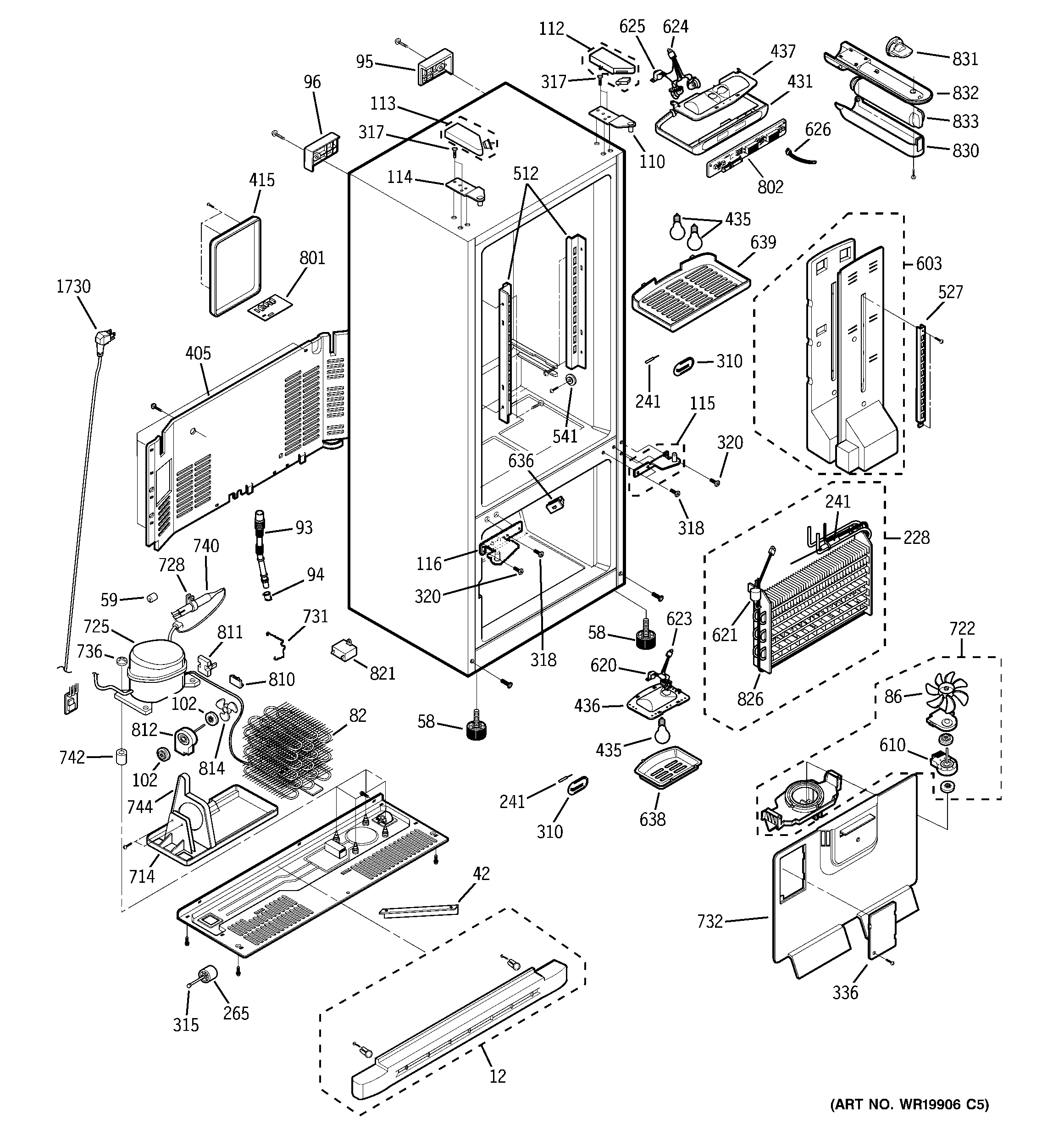 GE PFS22MISBBB cabinet diagram