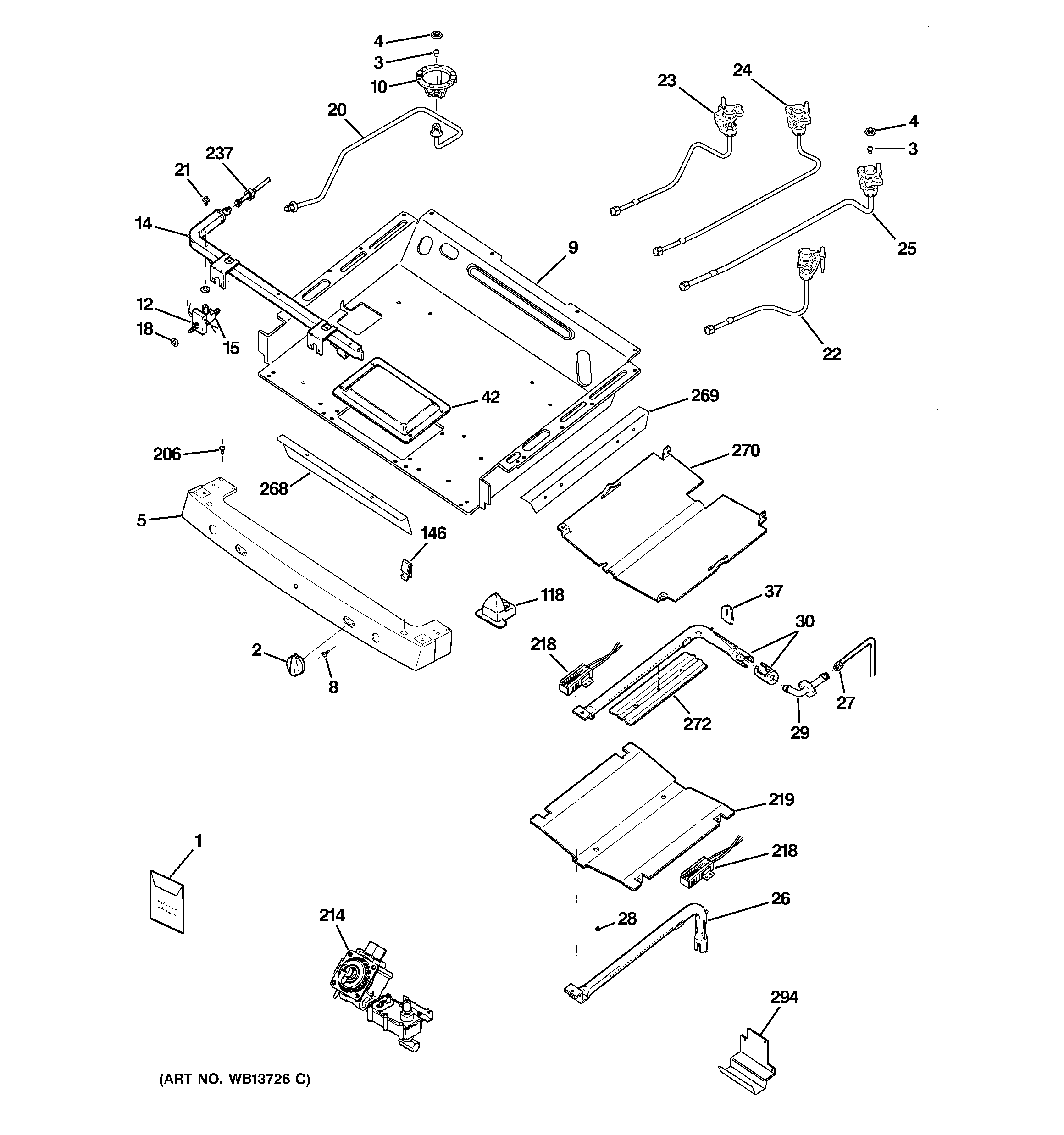GE JGB916WEK6WW gas & burner parts diagram