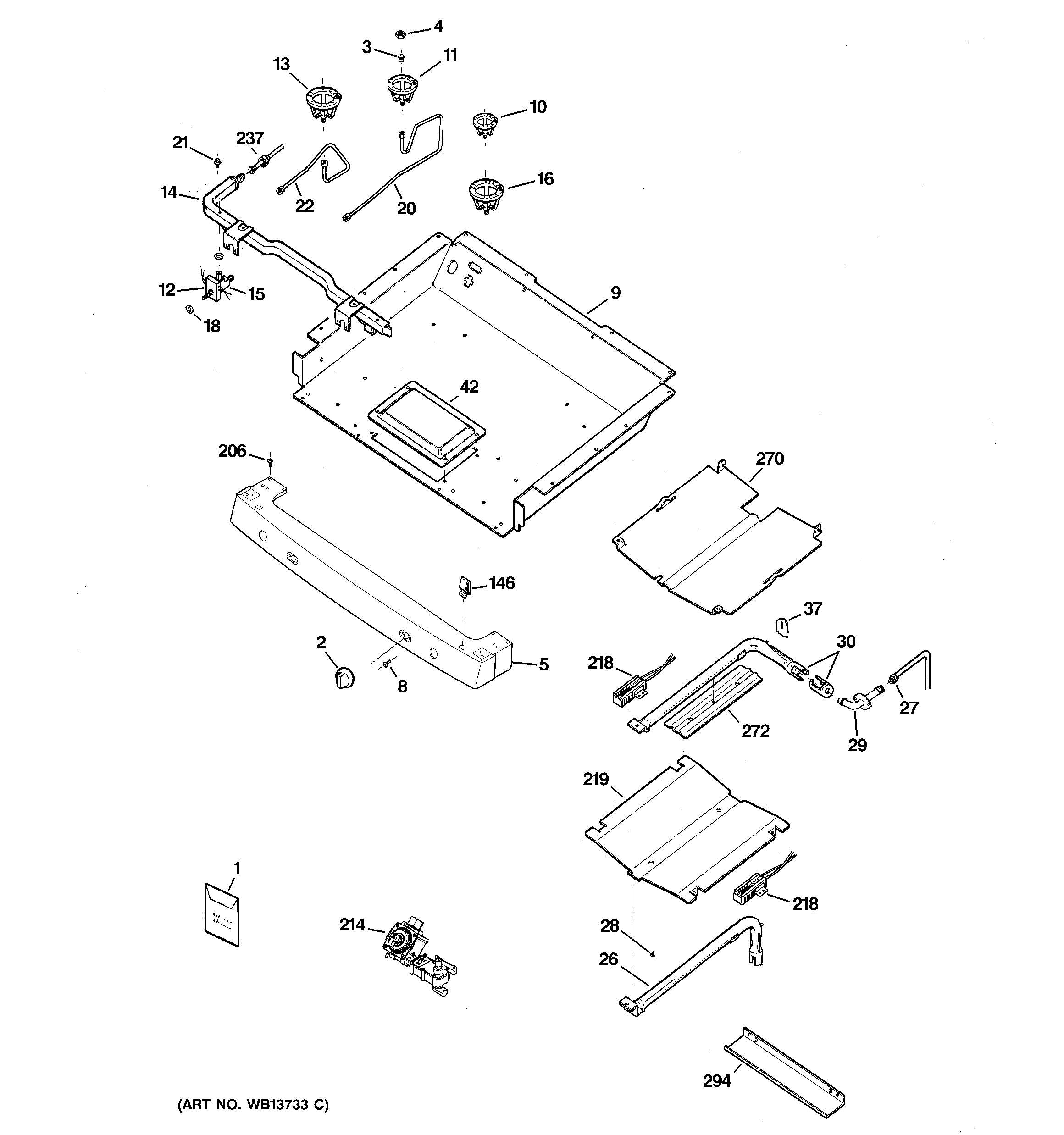 GE JGBP85WEL2WW gas & burner parts diagram