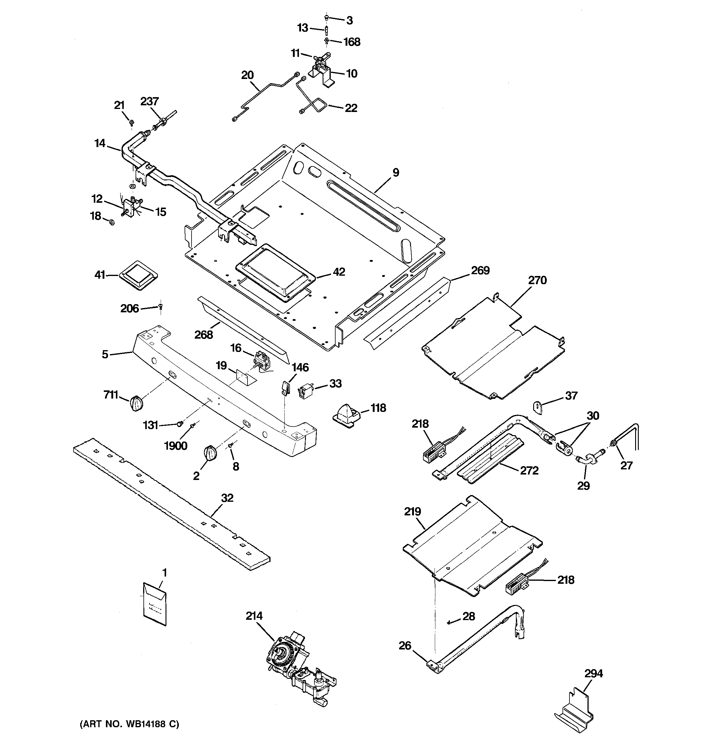 GE PGB928TEM1WW gas & burner parts diagram