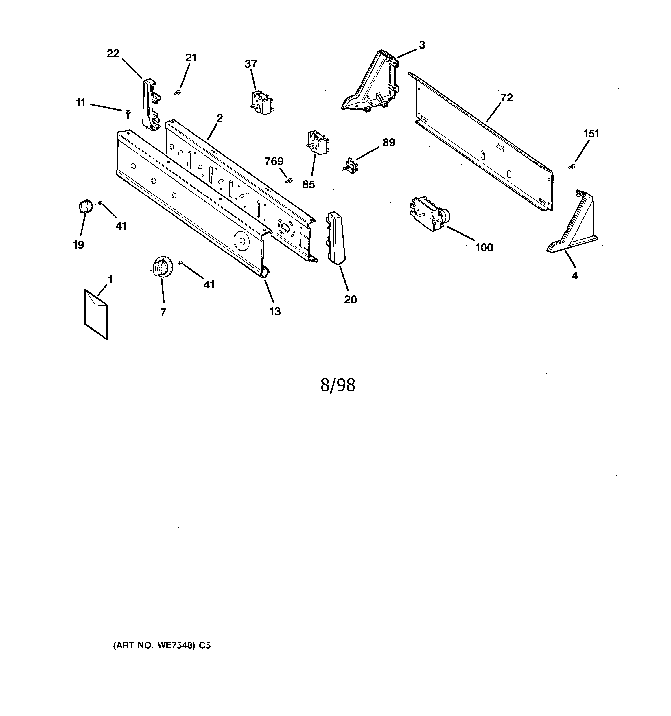 Hotpoint NJLR473GV0WW control assembly diagram