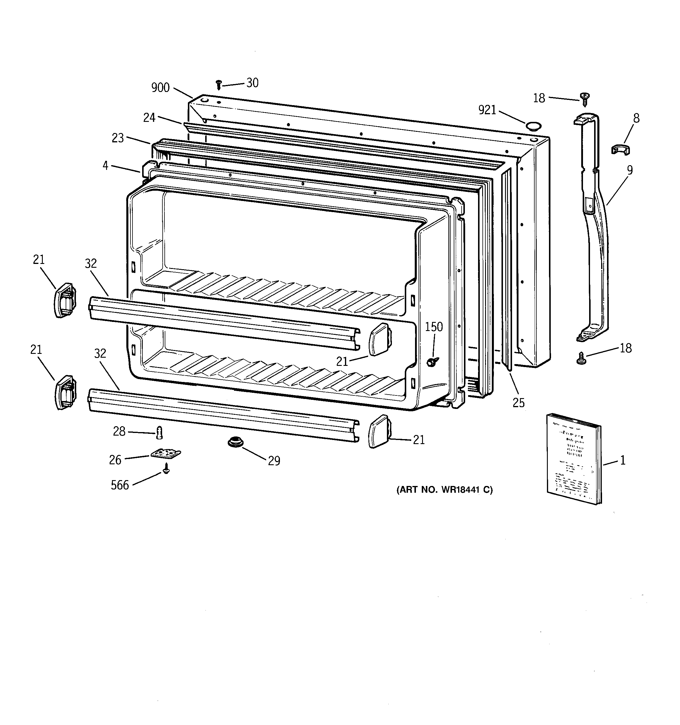 Kenmore 36368162892 freezer door diagram