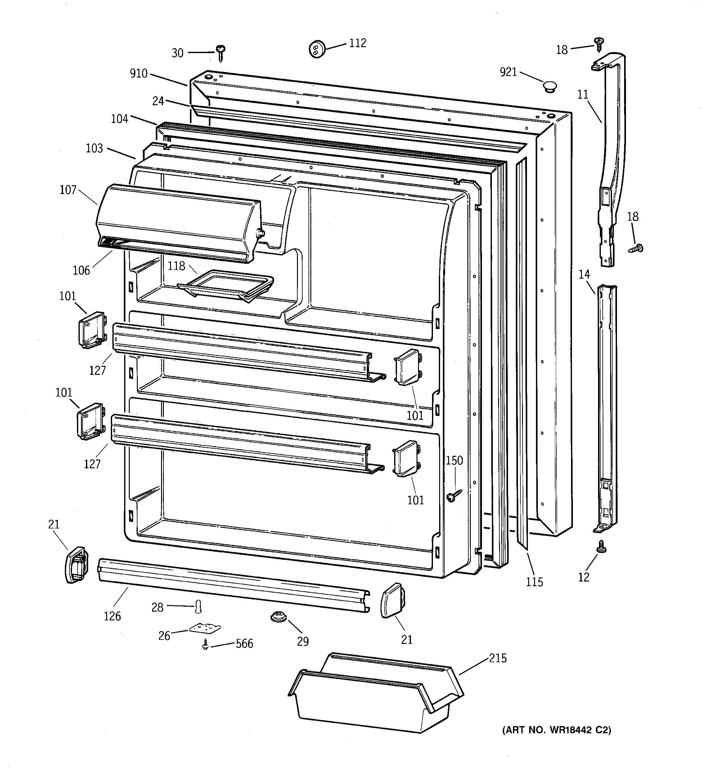 Kenmore 36368162892 fresh food door diagram