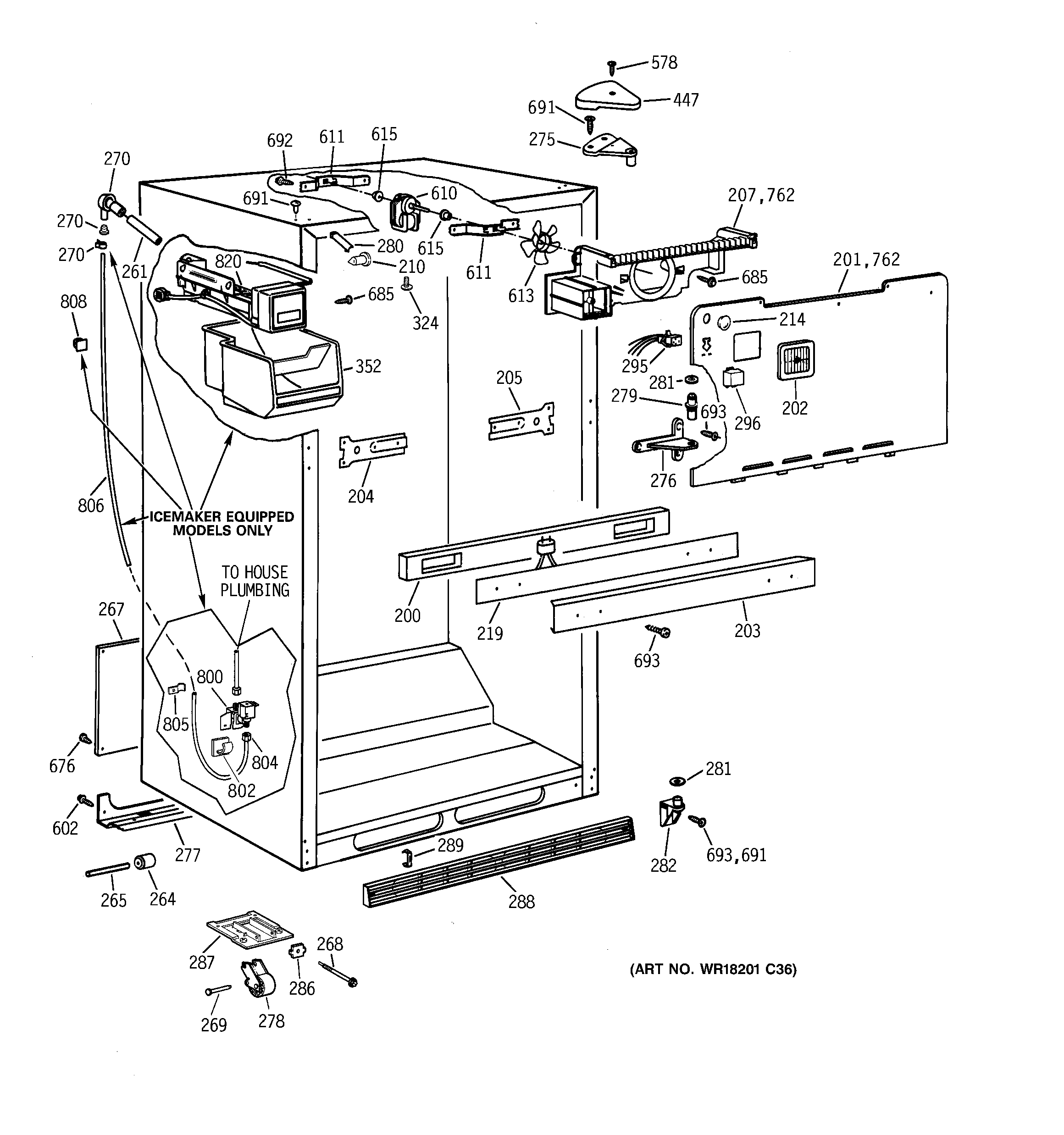 Kenmore 36368162892 cabinet parts diagram
