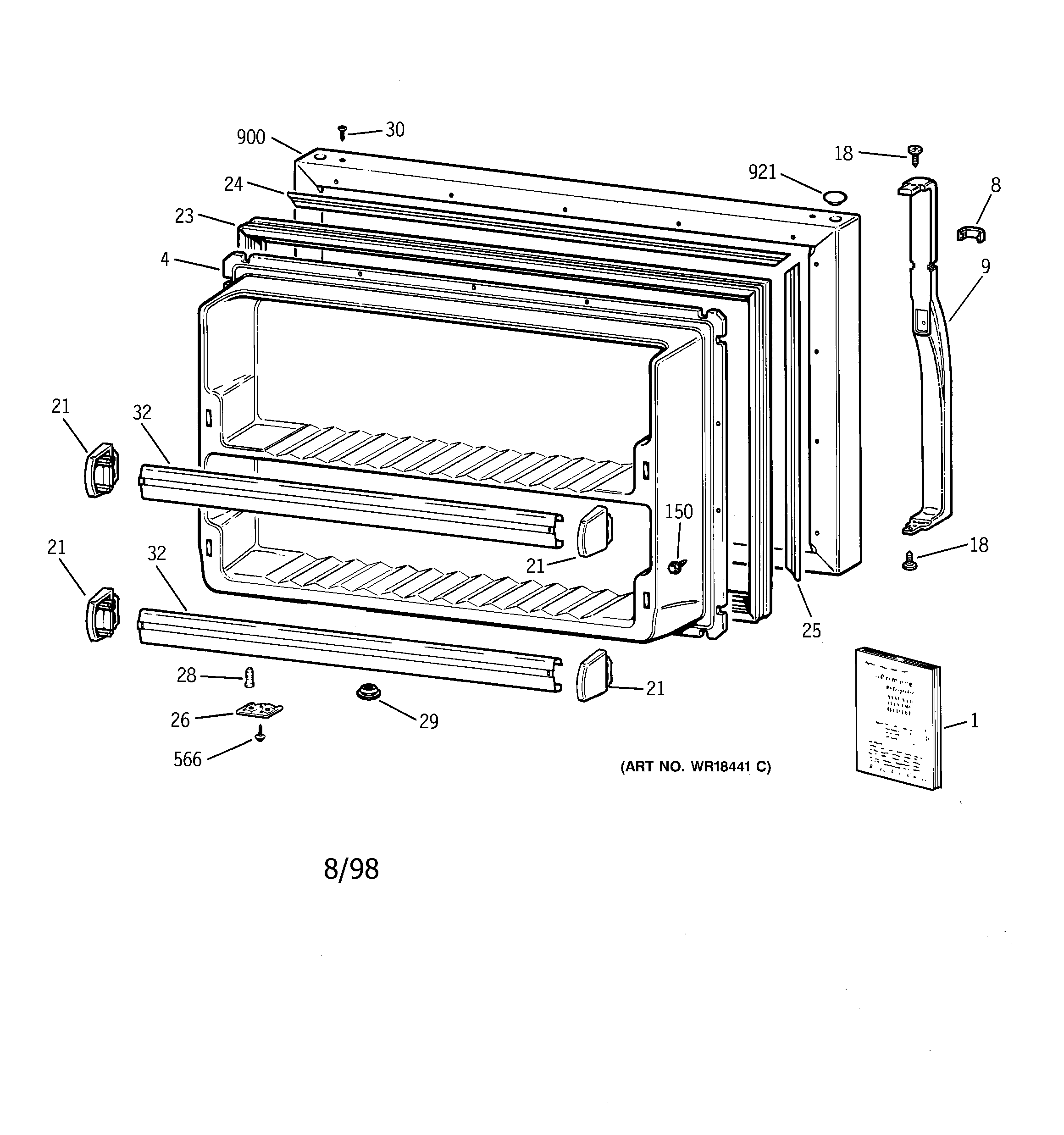 Kenmore 36378472894 freezer door diagram