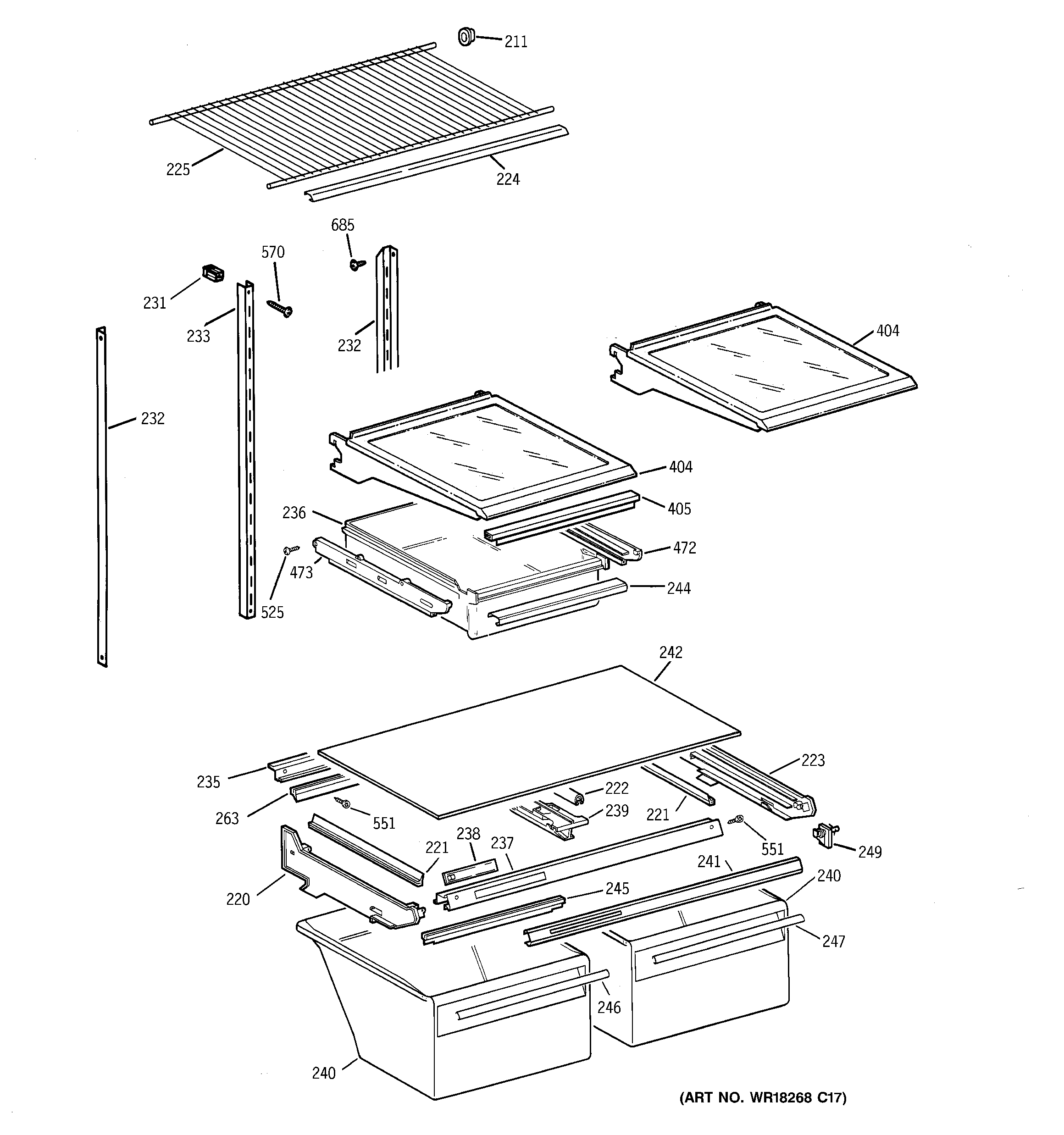 Kenmore 36378472894 shelf parts diagram