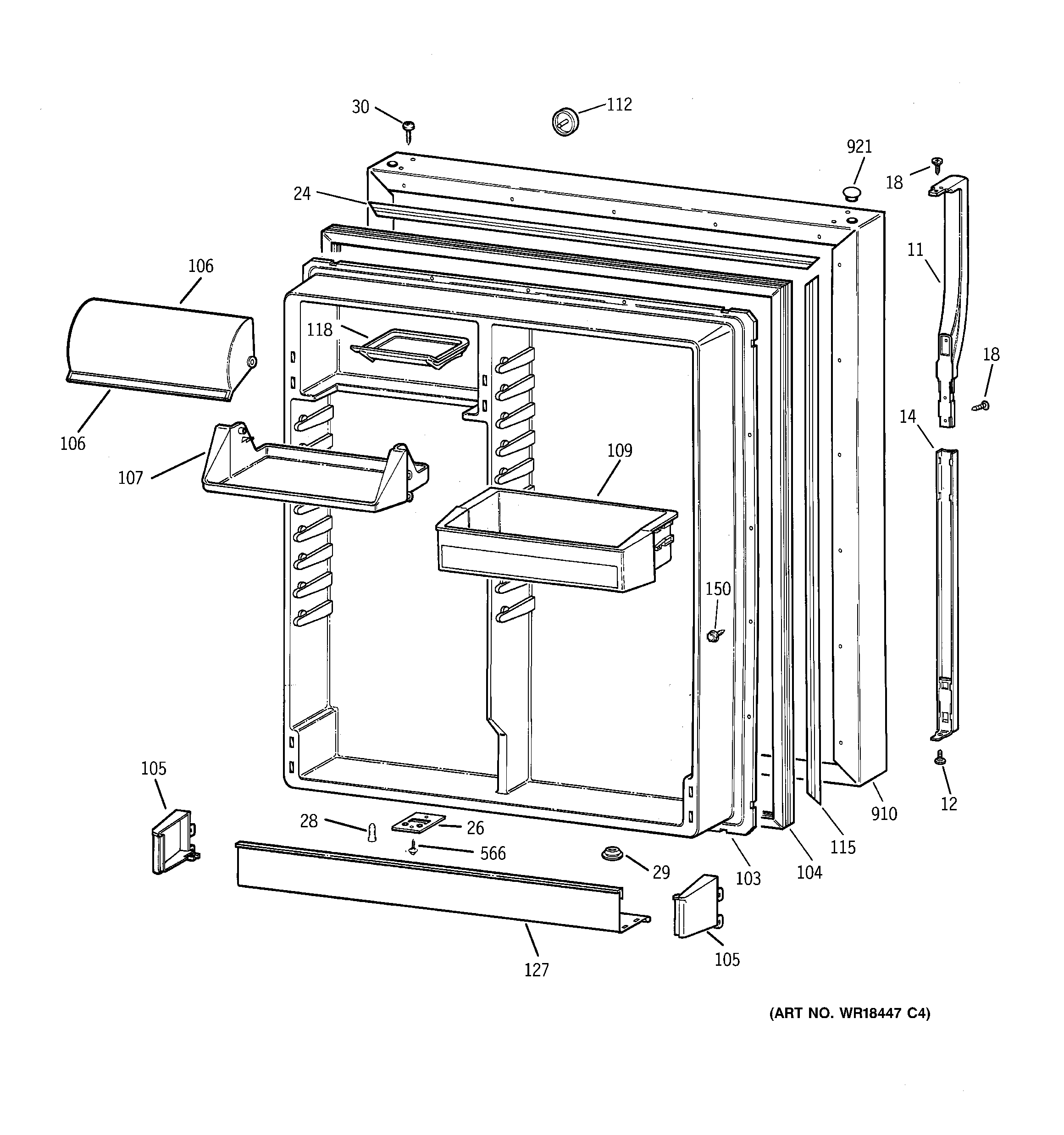 Kenmore 36368287892 fresh food door diagram