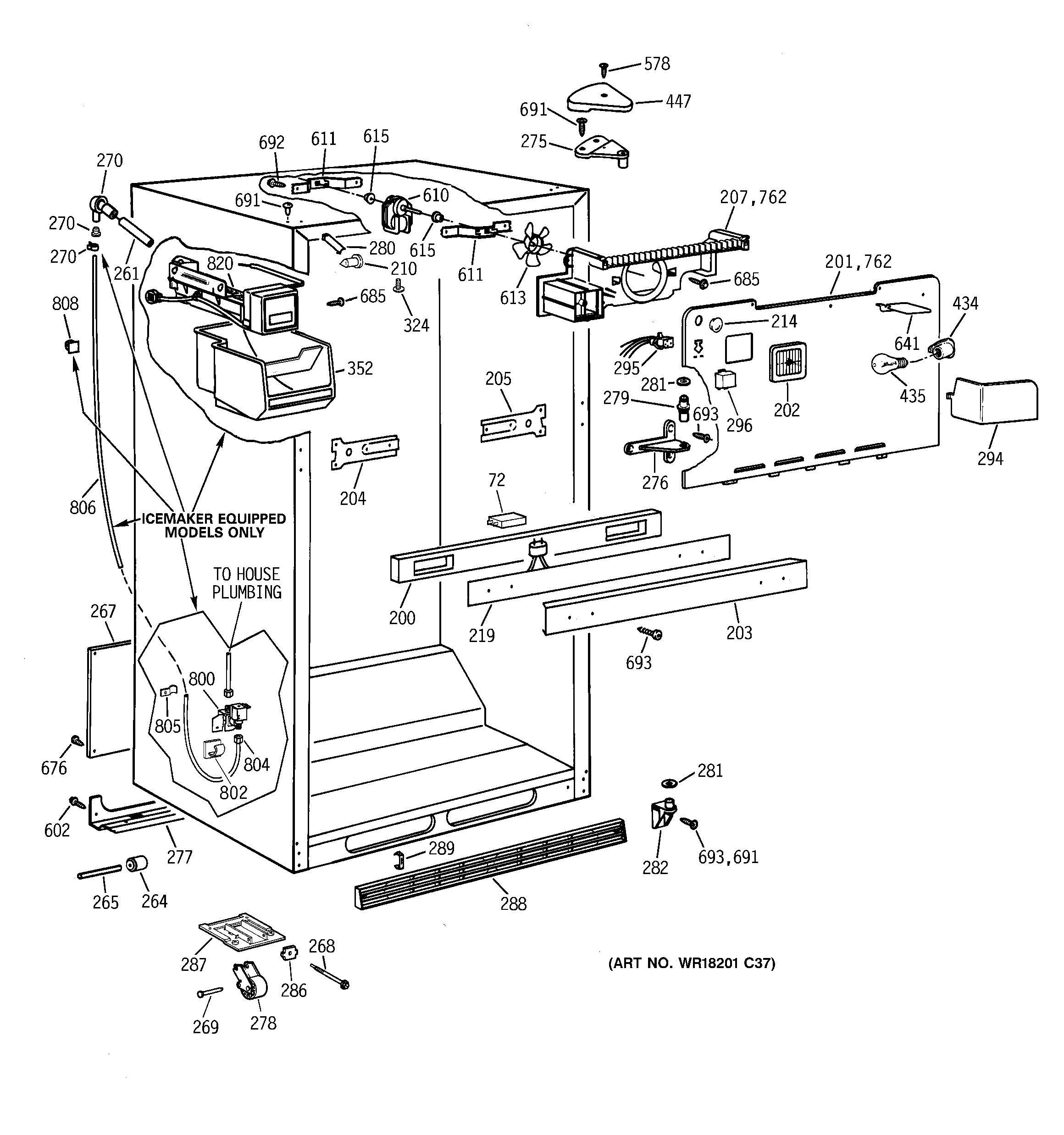 Kenmore 36368287892 cabinet parts diagram