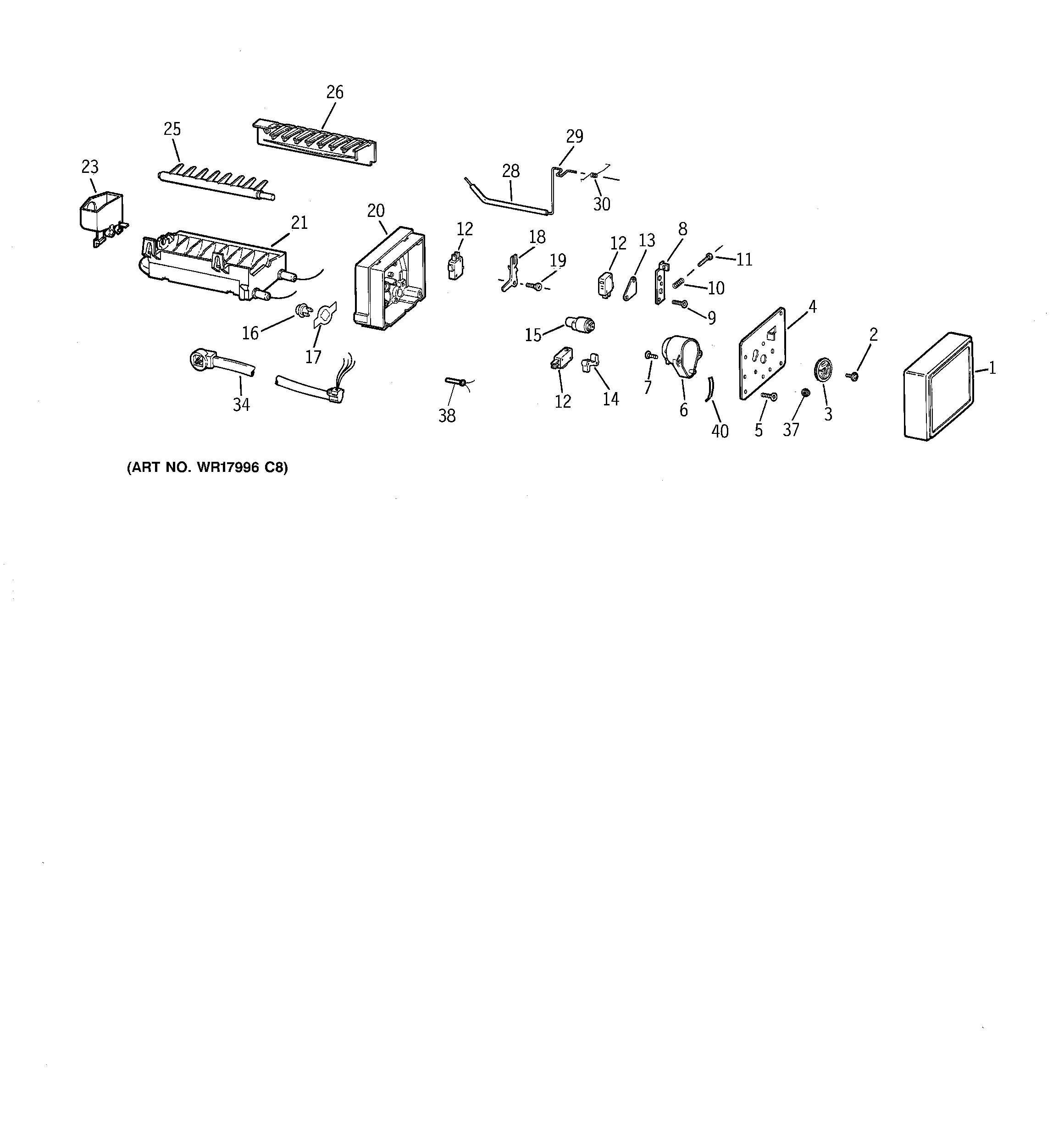 Kenmore 36368287892 icemaker wr30x0327 diagram