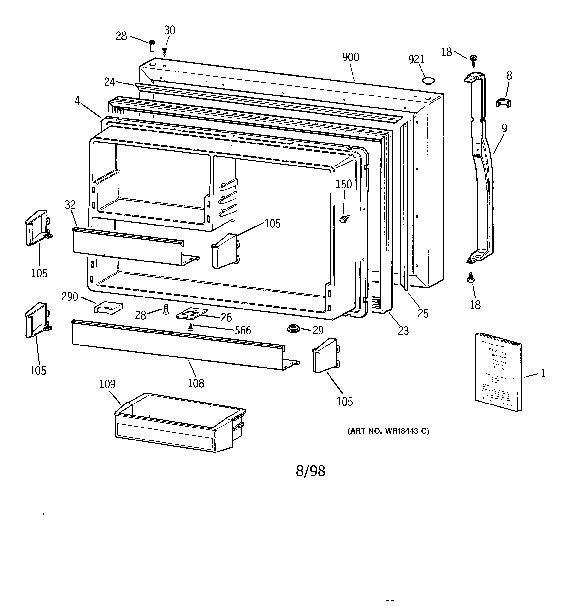 Kenmore 36368592894 freezer door diagram