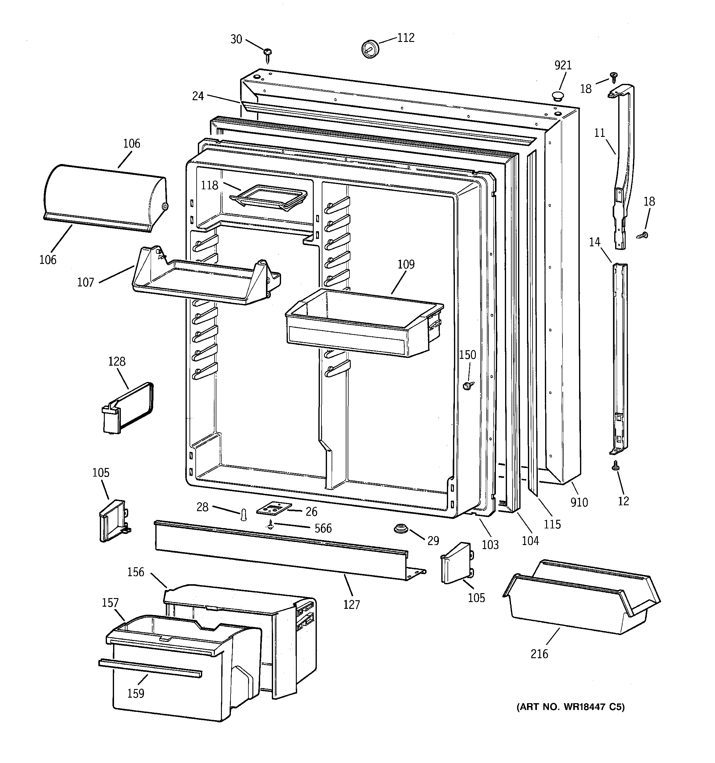 Kenmore 36368592894 fresh food door diagram