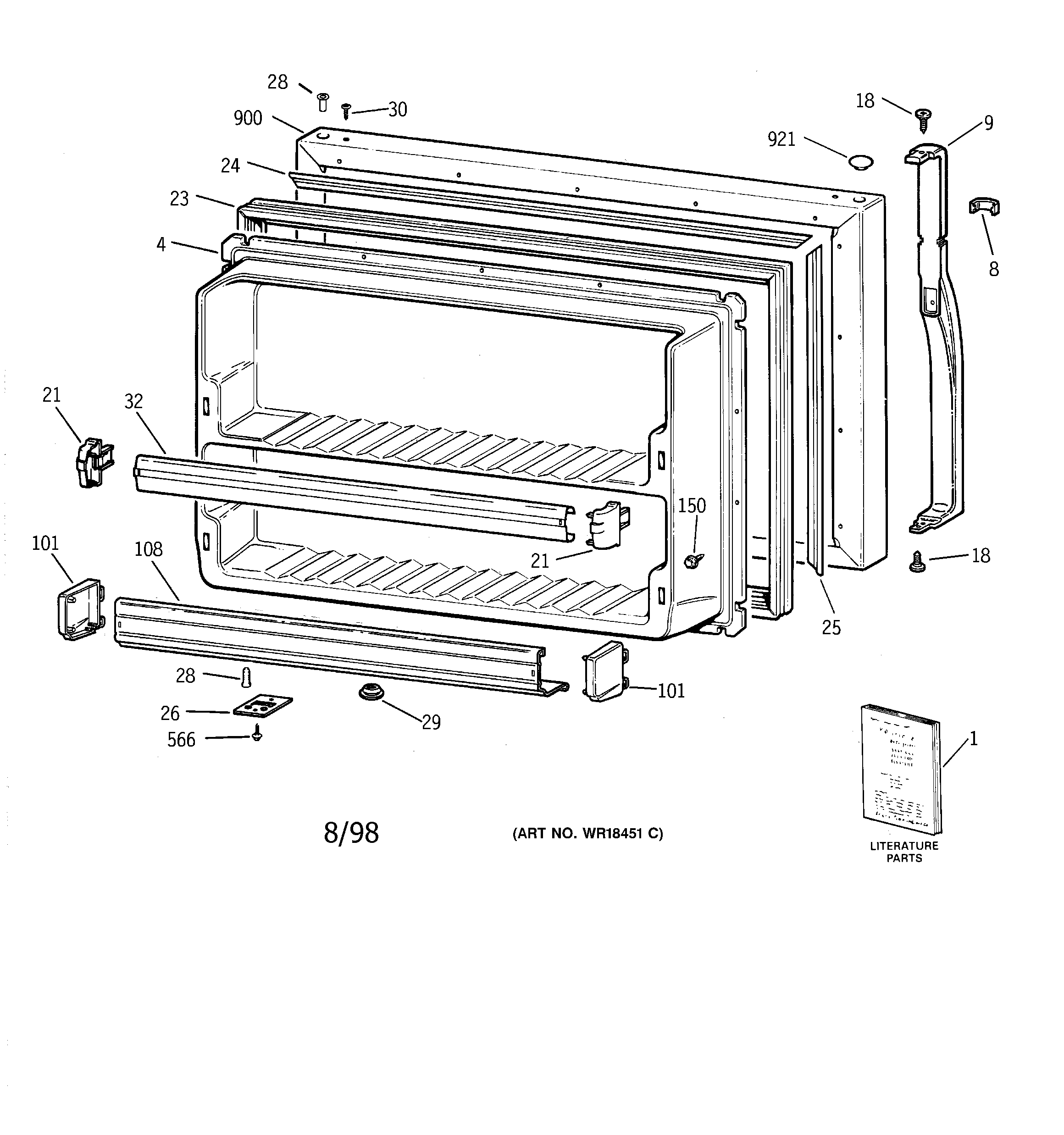 Kenmore 36378967895 freezer door diagram