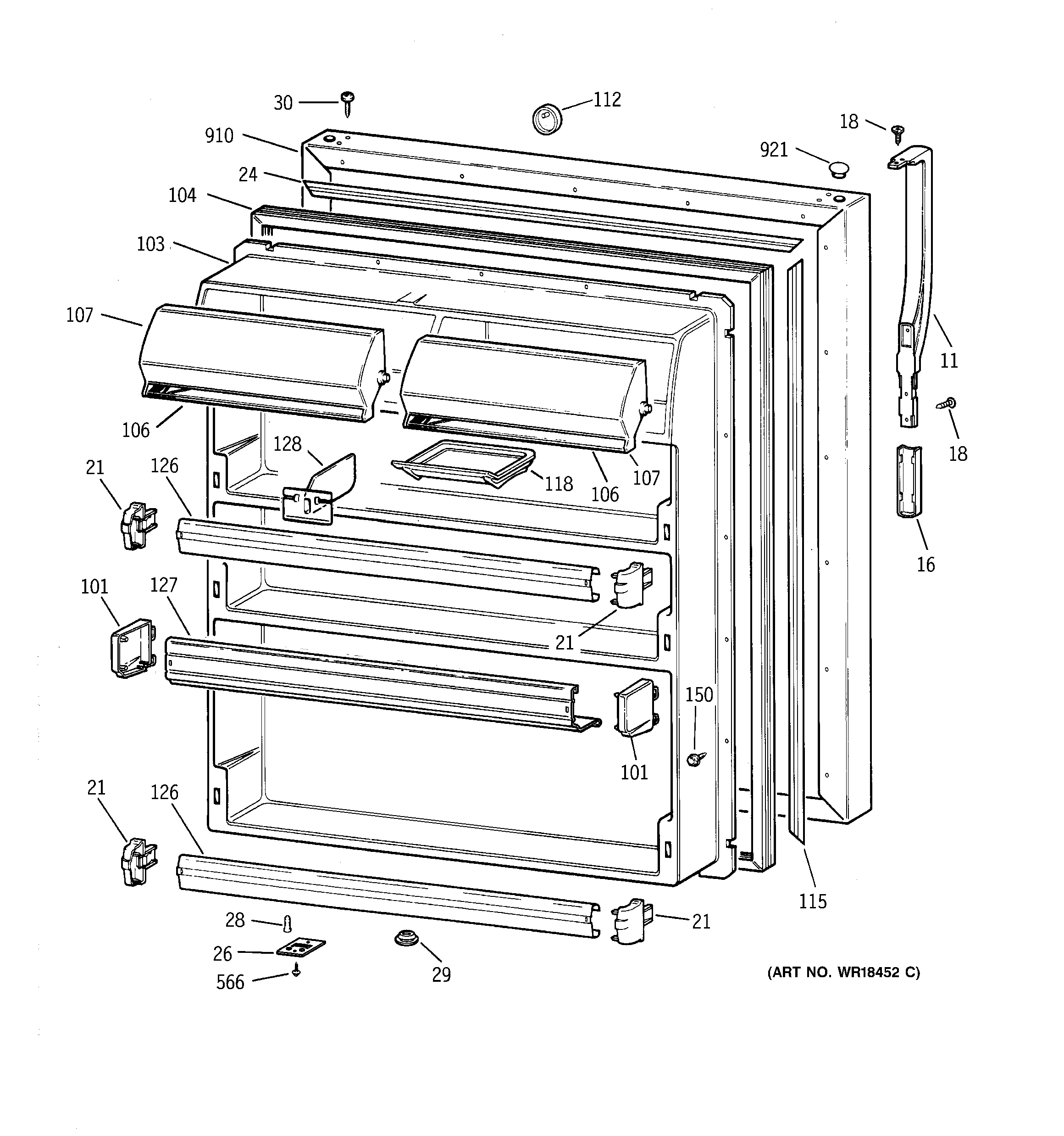 Kenmore 36378967895 fresh food door diagram