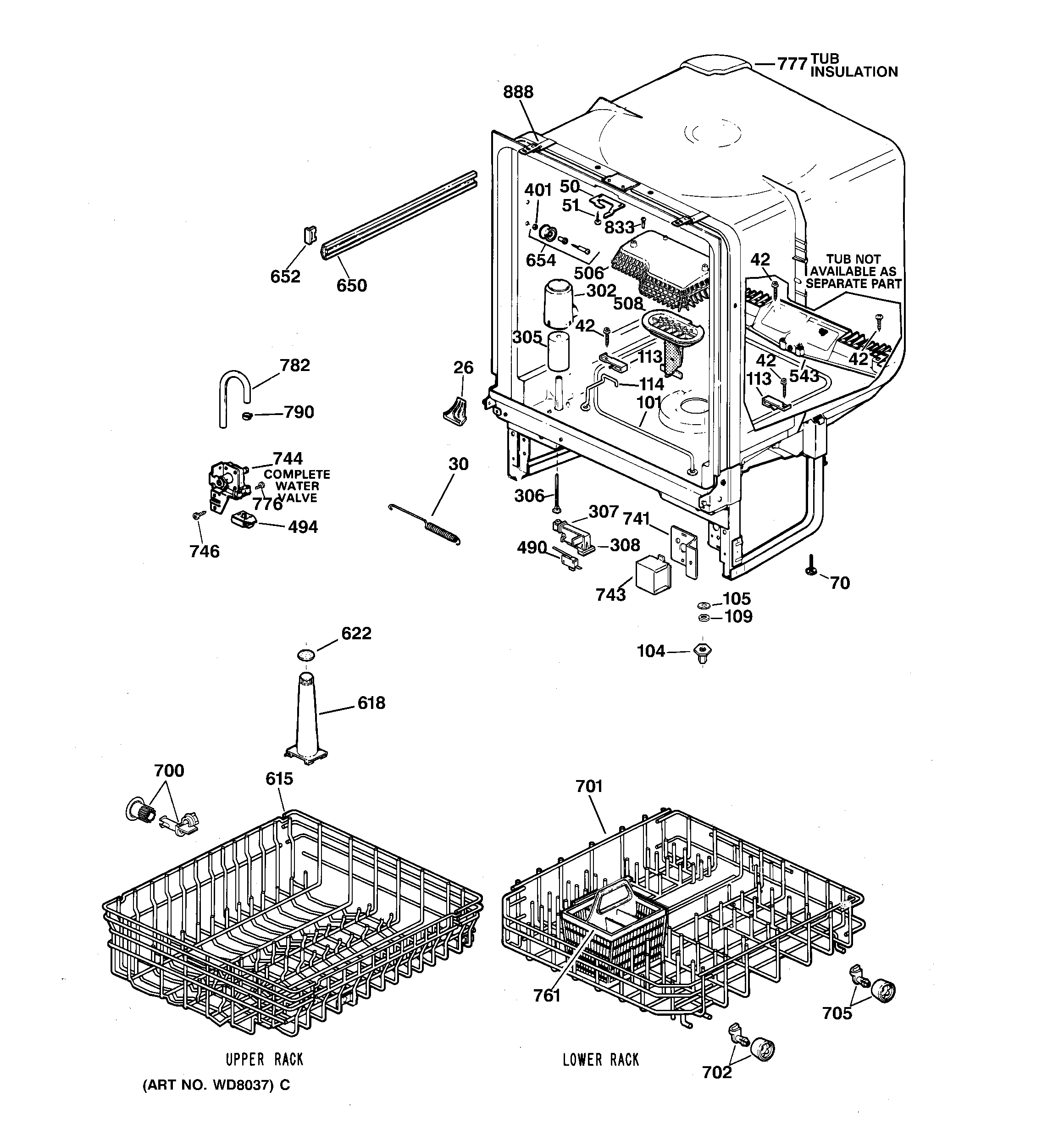 Kenmore 36314371791 body parts diagram