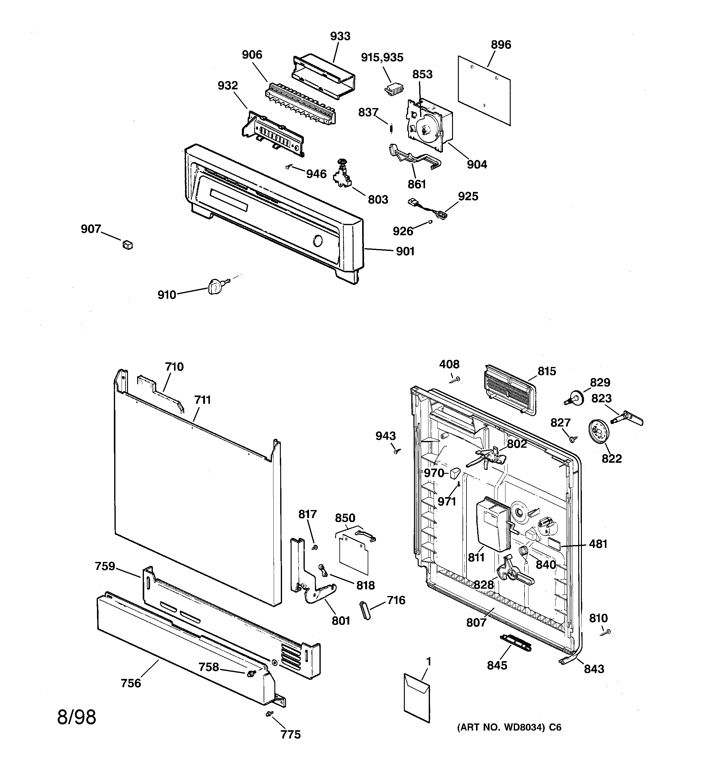 Kenmore 36315651890 escutcheon & door assembly diagram